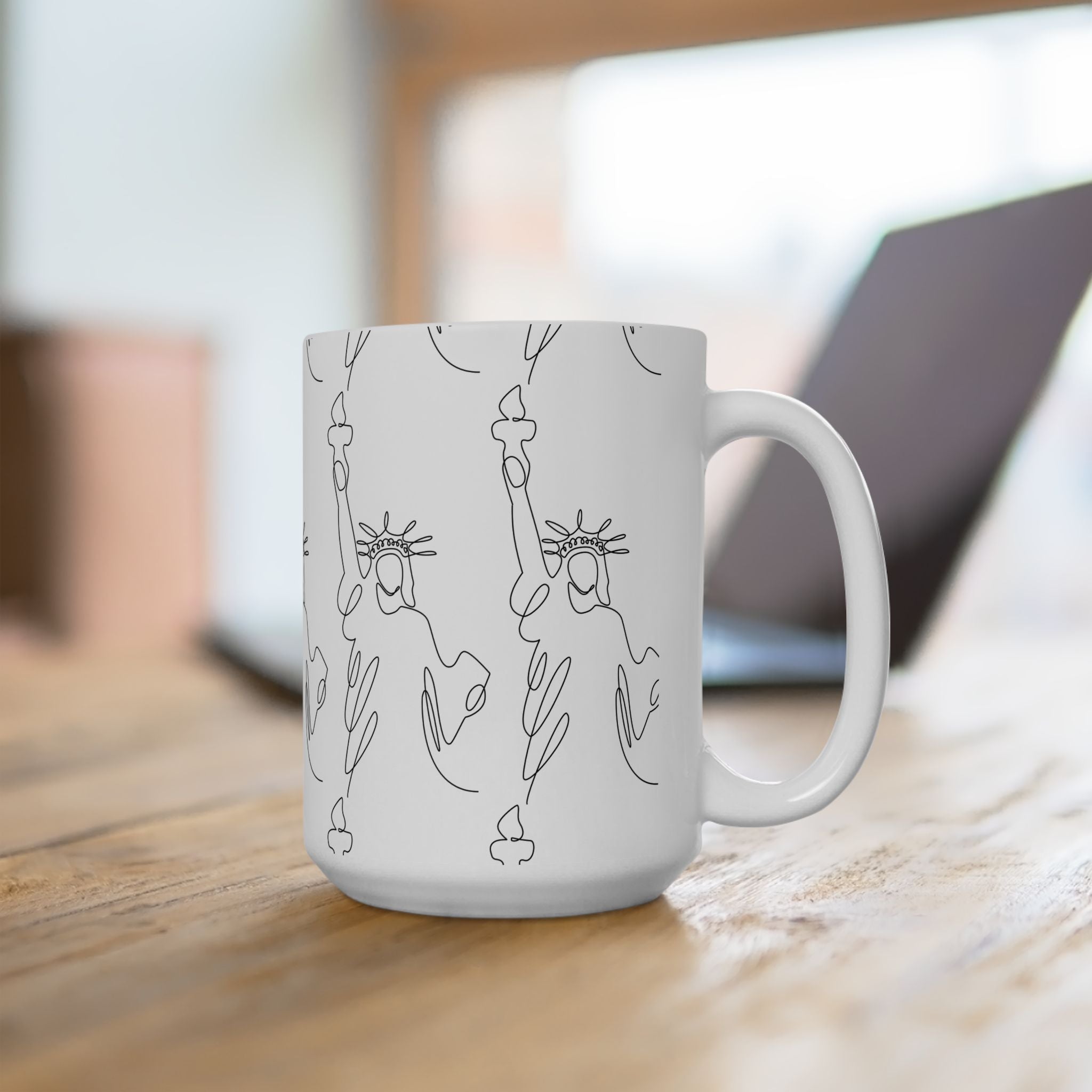 Statue of Liberty Doodle Mug, Ceramic Coffee Cup - {{variant_title}} | litemerch