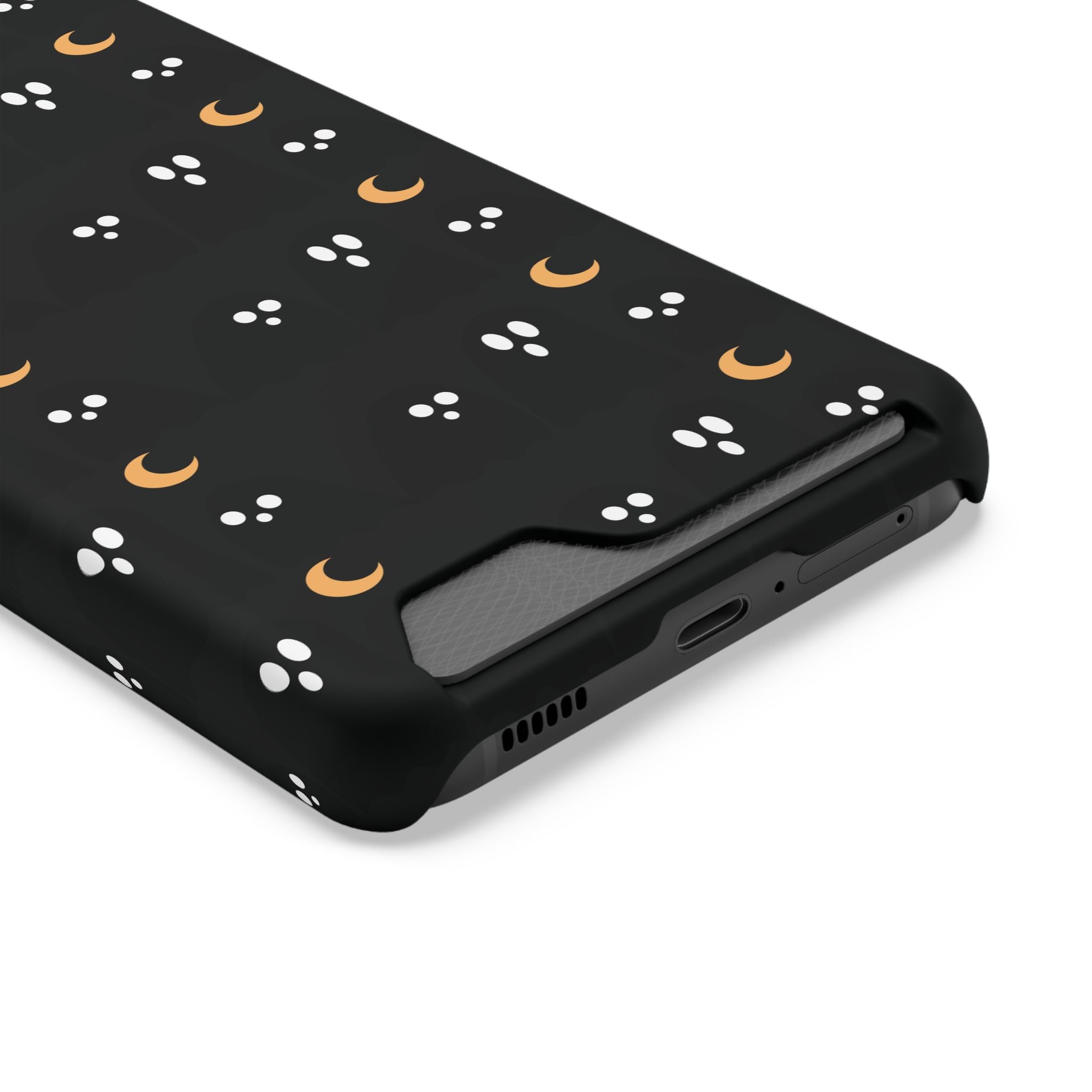 Moon & Paw Print Card Holder Phone Case — Slim Protective Wallet Case - {{variant_title}} | litemerch