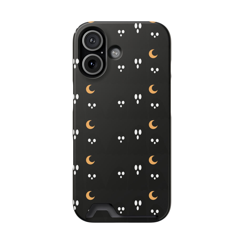 Moon & Paw Print Card Holder Phone Case — Slim Protective Wallet Case - {{variant_title}} | litemerch