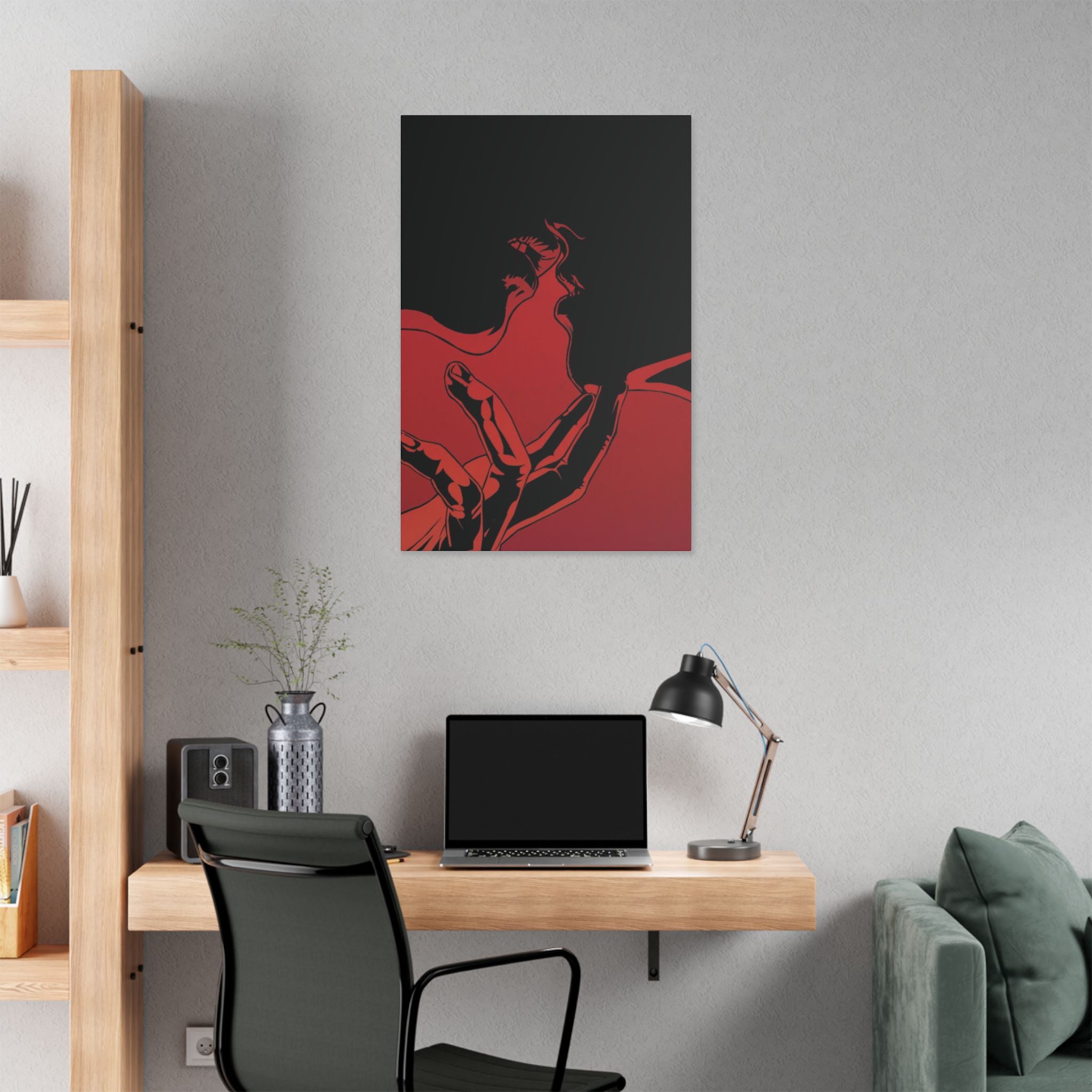 Red Hand & Smoke Minimalist Art, Canvas Print - {{variant_title}} | litemerch