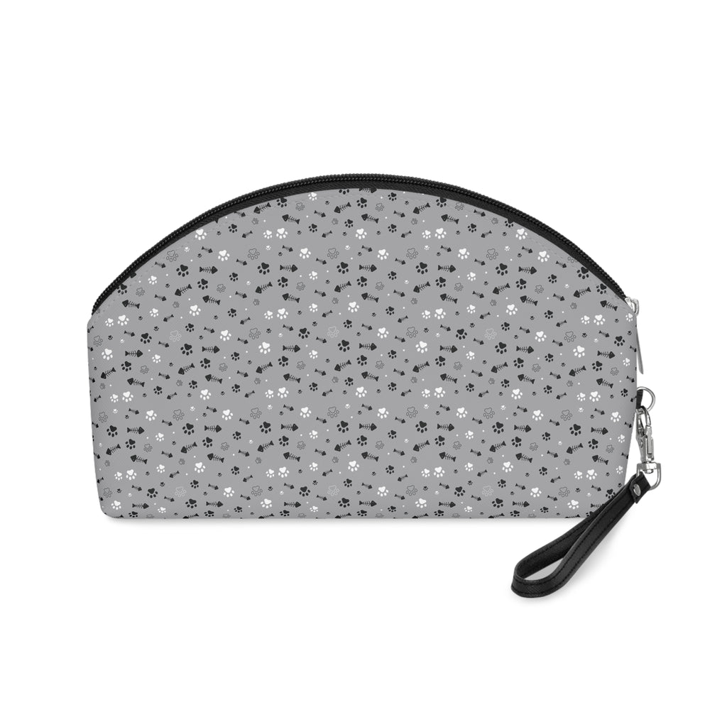 Glitter Grey Floral Makeup Bag — Cosmetic Pouch with Wrist Strap - {{variant_title}} | litemerch