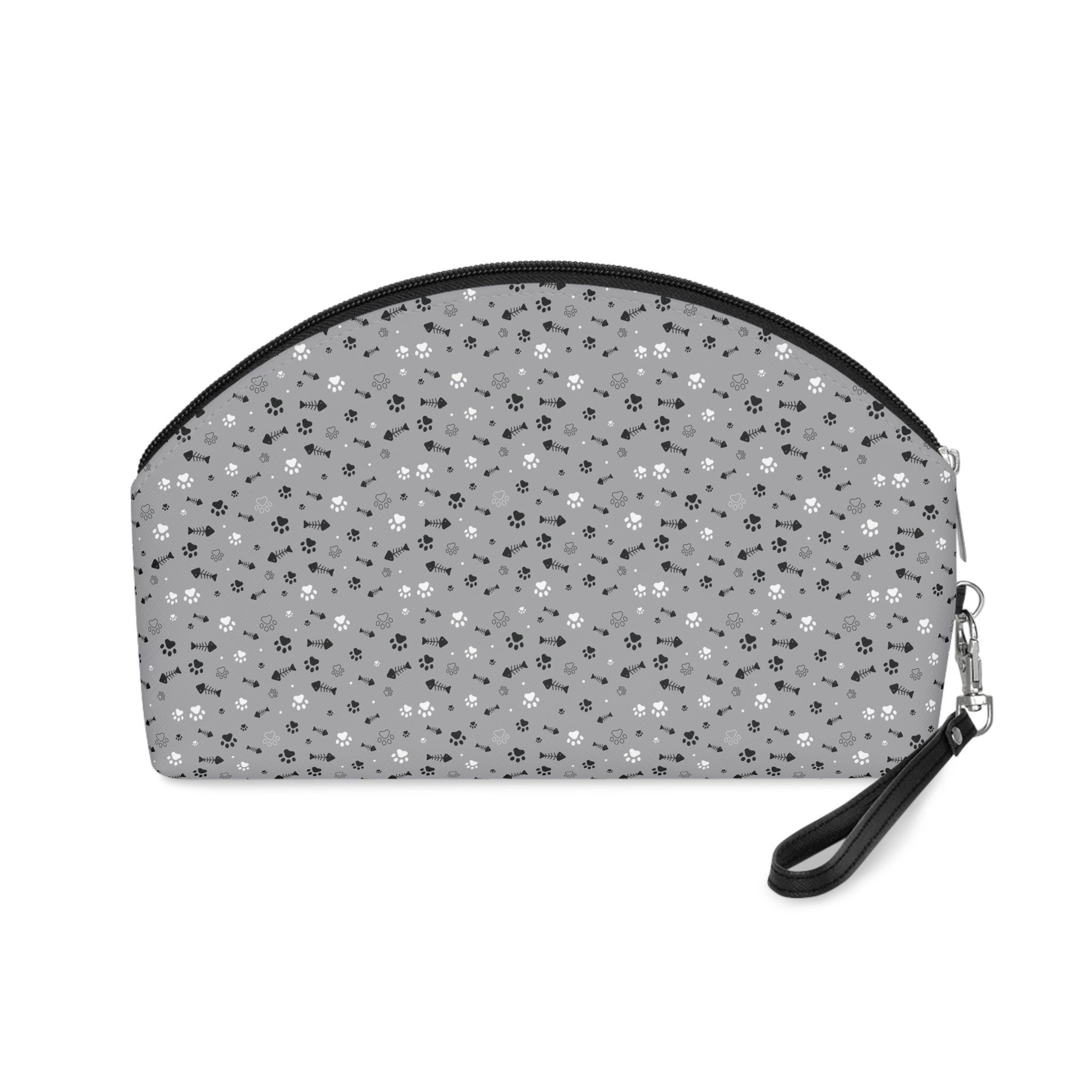 Glitter Grey Floral Makeup Bag — Cosmetic Pouch with Wrist Strap - {{variant_title}} | litemerch