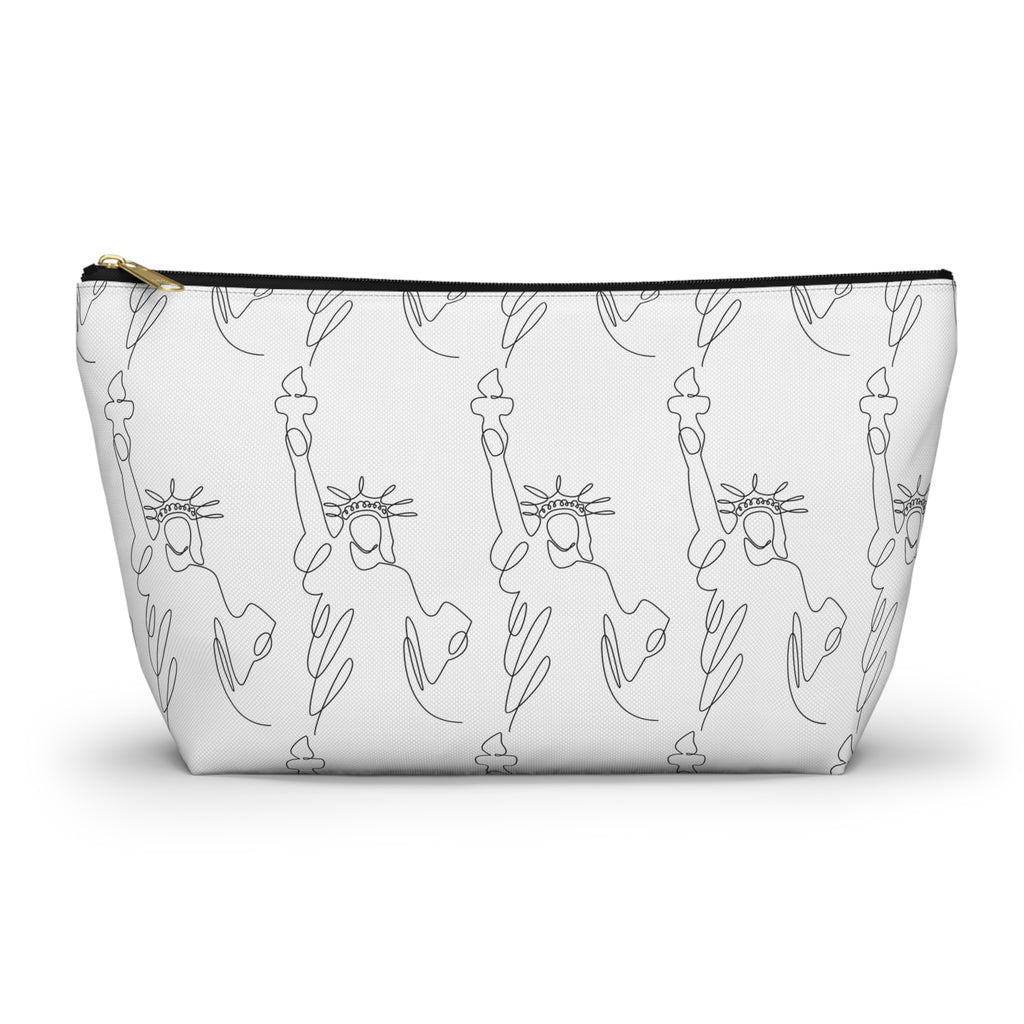 T-Bottom Cosmetic Bag, Statue of Liberty Doodle Pouch - {{variant_title}} | litemerch