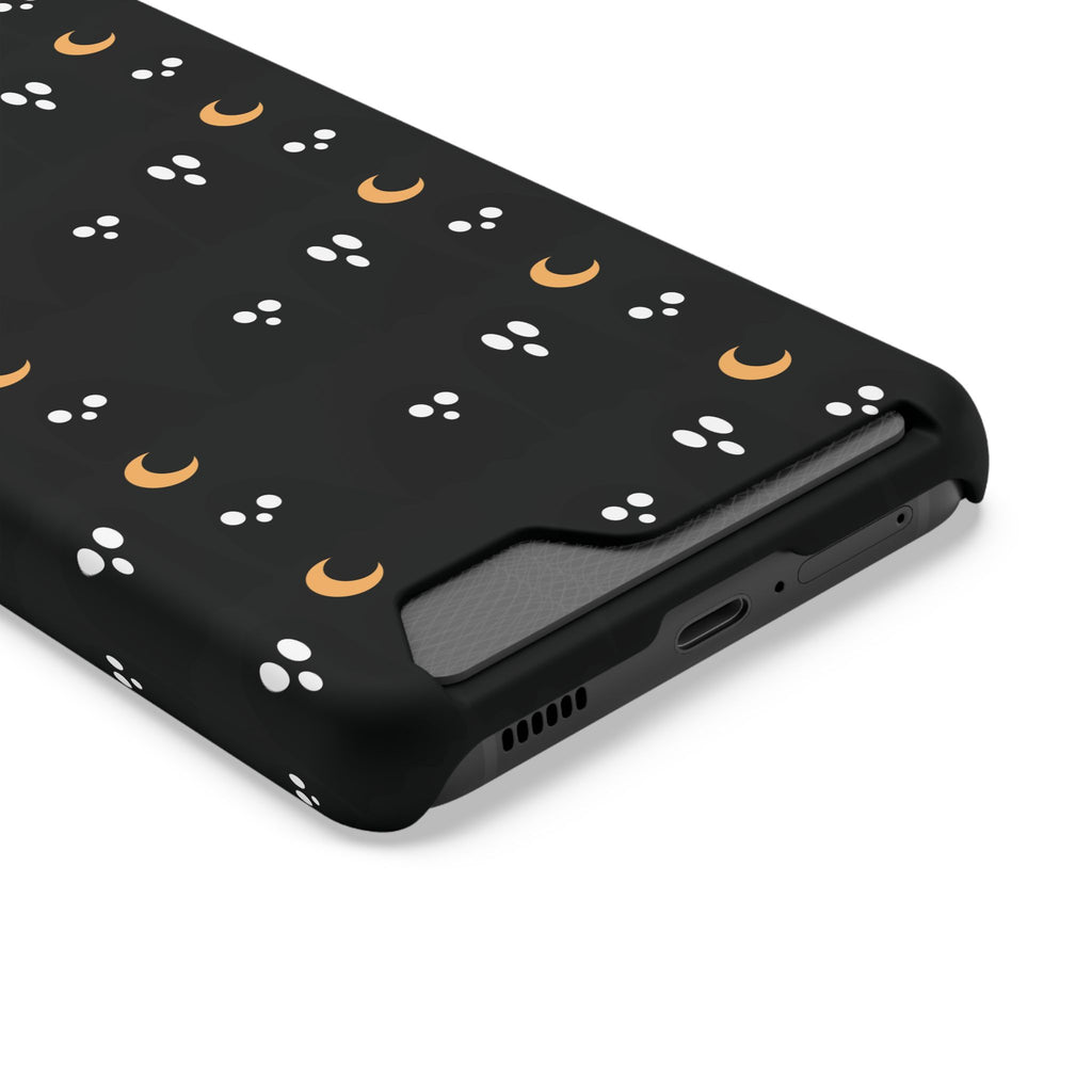 Moon & Paw Print Card Holder Phone Case — Slim Protective Wallet Case - {{variant_title}} | litemerch