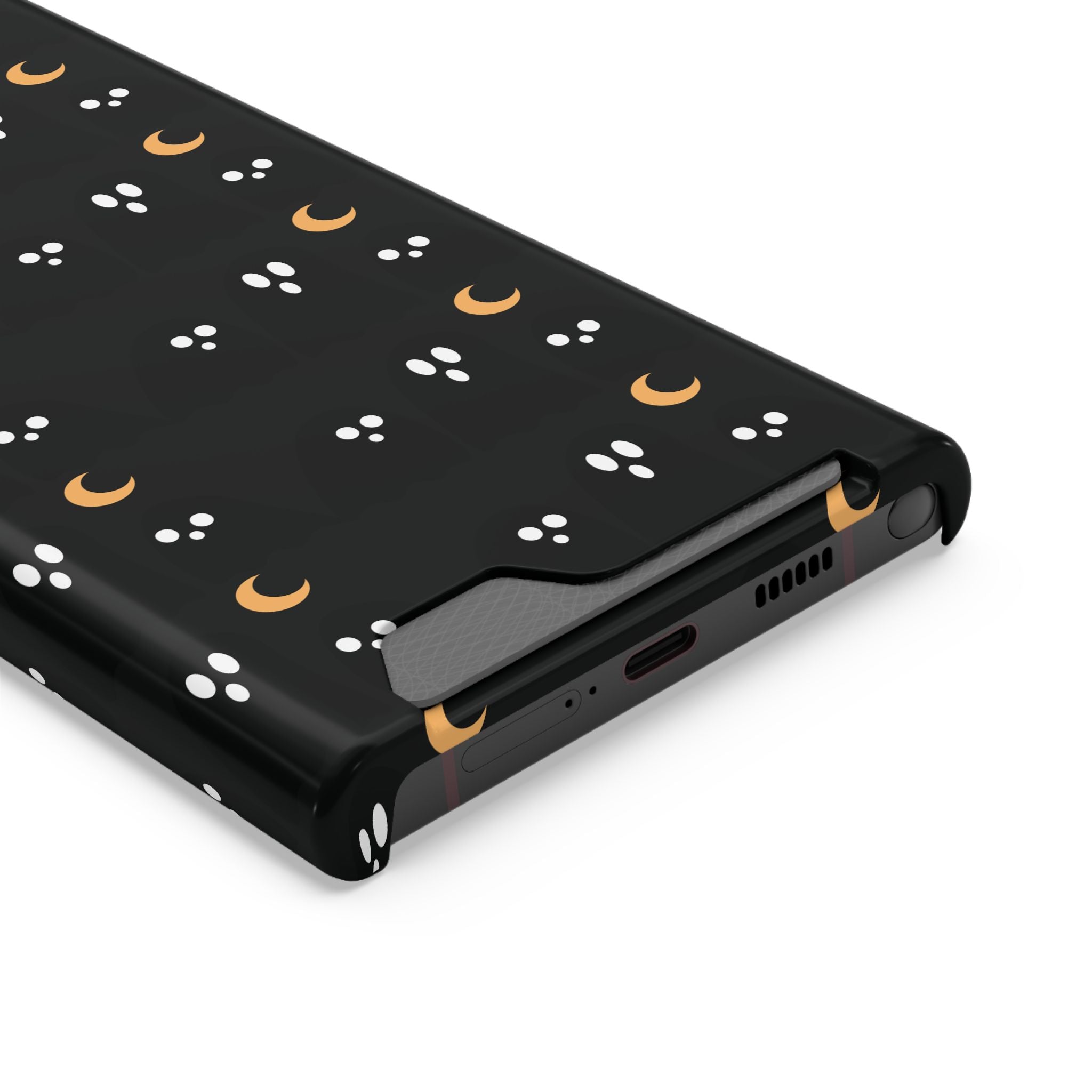 Moon & Paw Print Card Holder Phone Case — Slim Protective Wallet Case - {{variant_title}} | litemerch