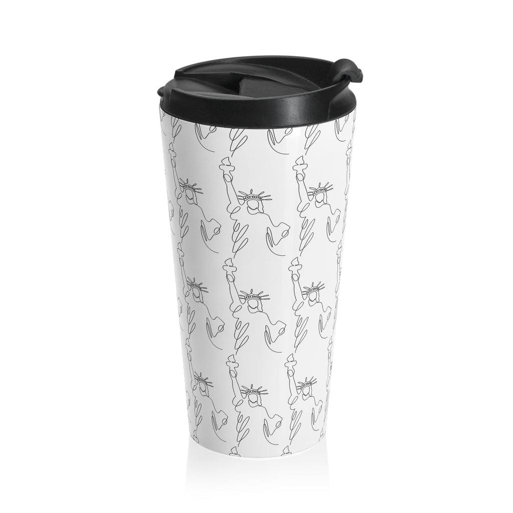 Statue of Liberty Doodle Stainless Steel Travel Mug — Reusable Coffee Tumbler - {{variant_title}} | litemerch