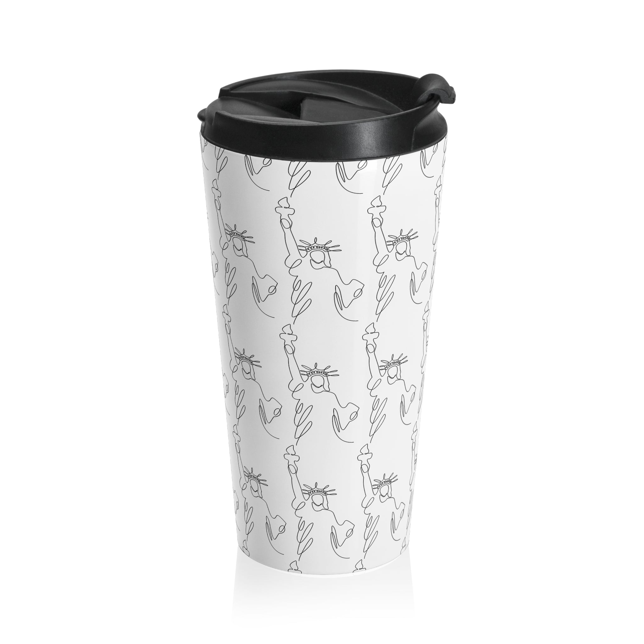 Statue of Liberty Doodle Stainless Steel Travel Mug — Reusable Coffee Tumbler - {{variant_title}} | litemerch