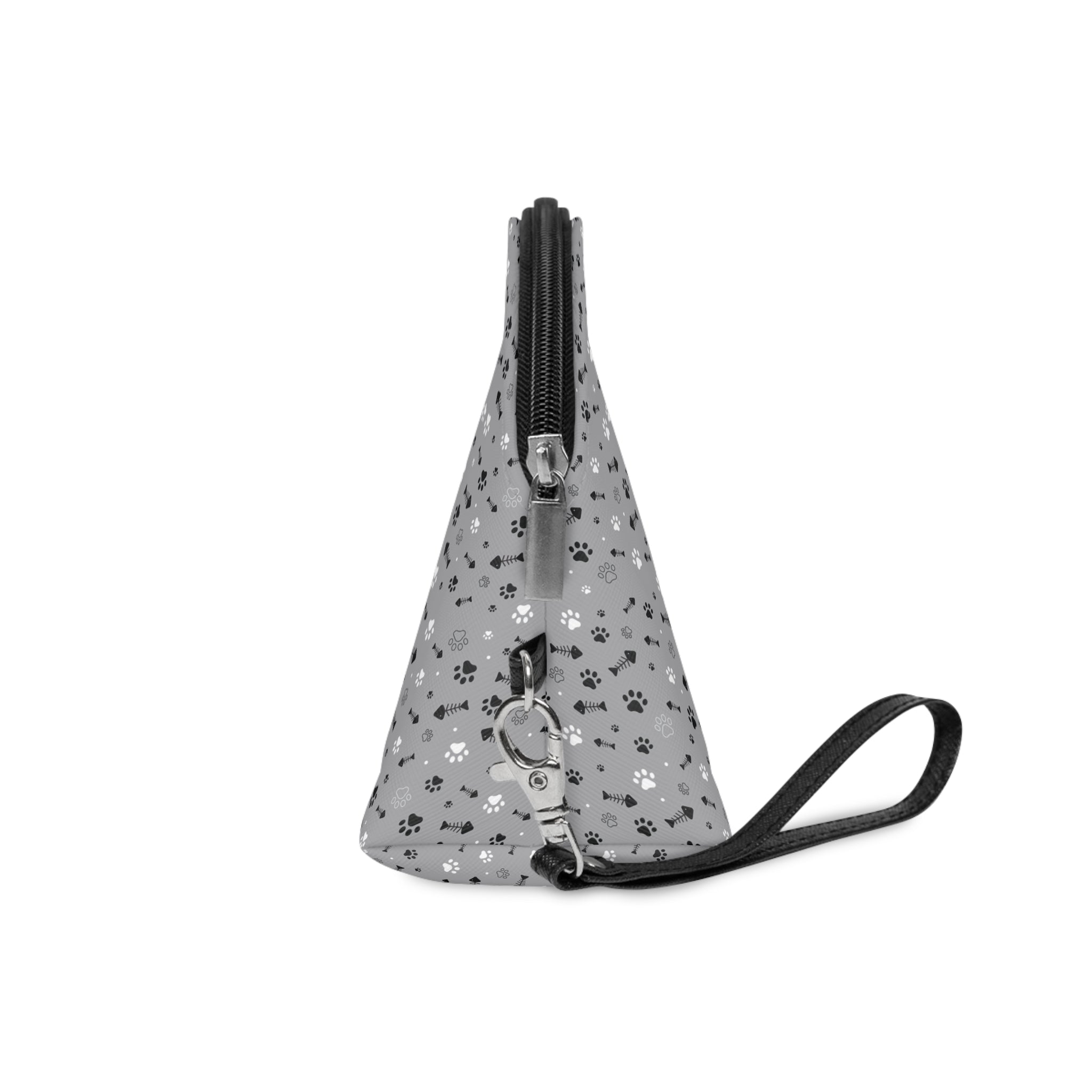 Glitter Grey Floral Makeup Bag — Cosmetic Pouch with Wrist Strap - {{variant_title}} | litemerch