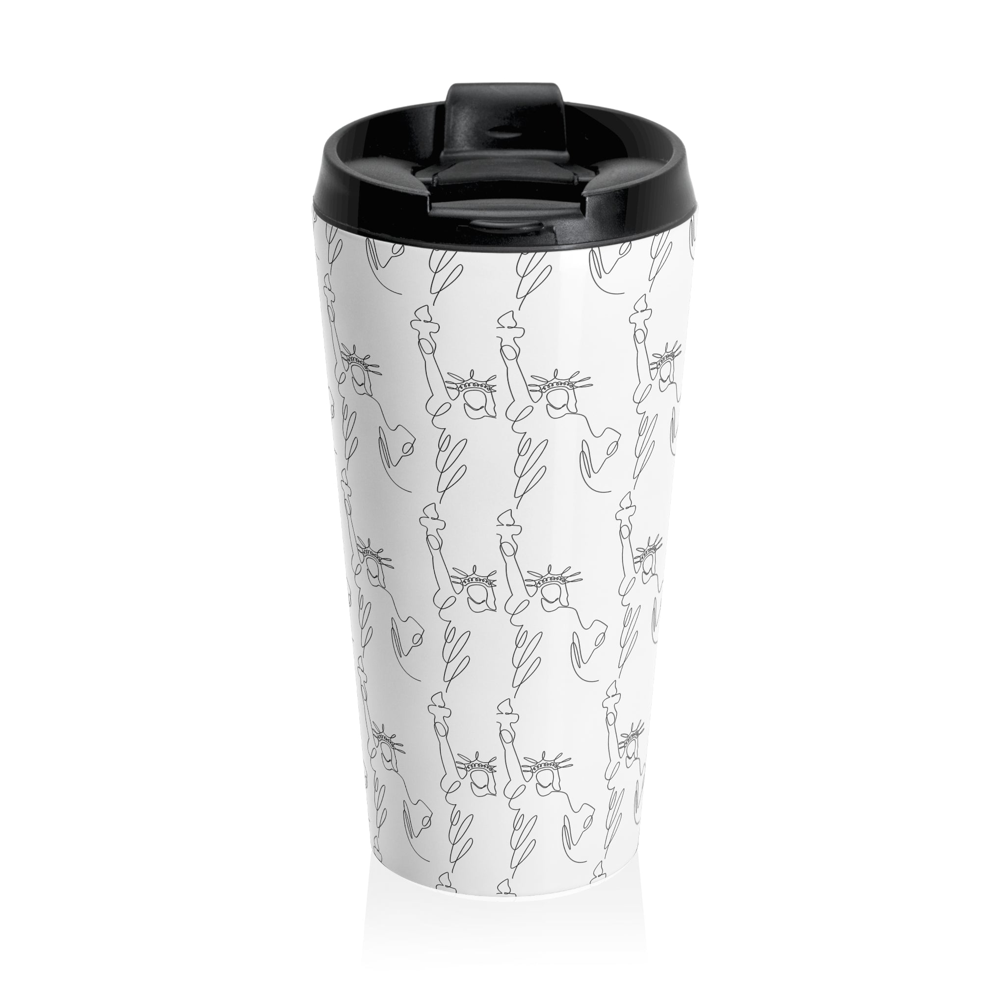 Statue of Liberty Doodle Stainless Steel Travel Mug — Reusable Coffee Tumbler - {{variant_title}} | litemerch
