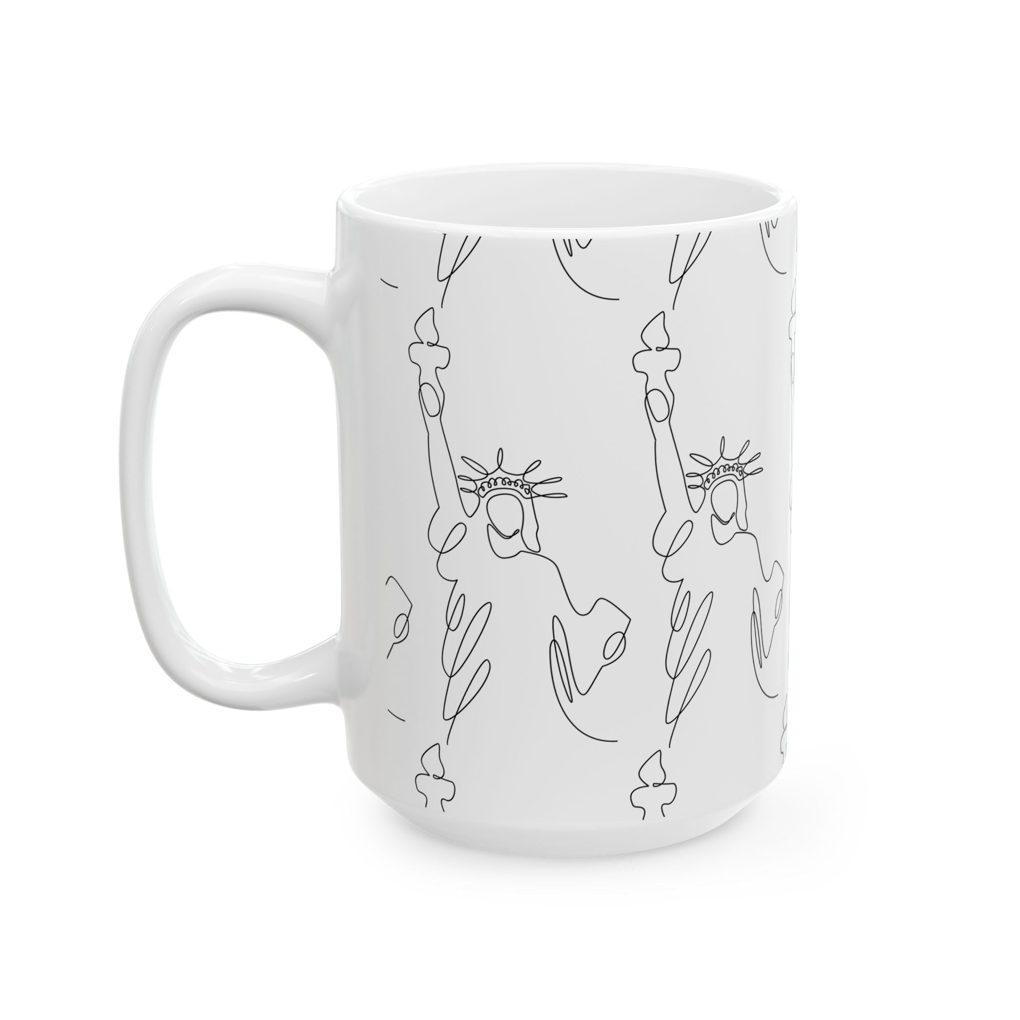 Statue of Liberty Doodle Mug, Ceramic Coffee Cup - {{variant_title}} | litemerch