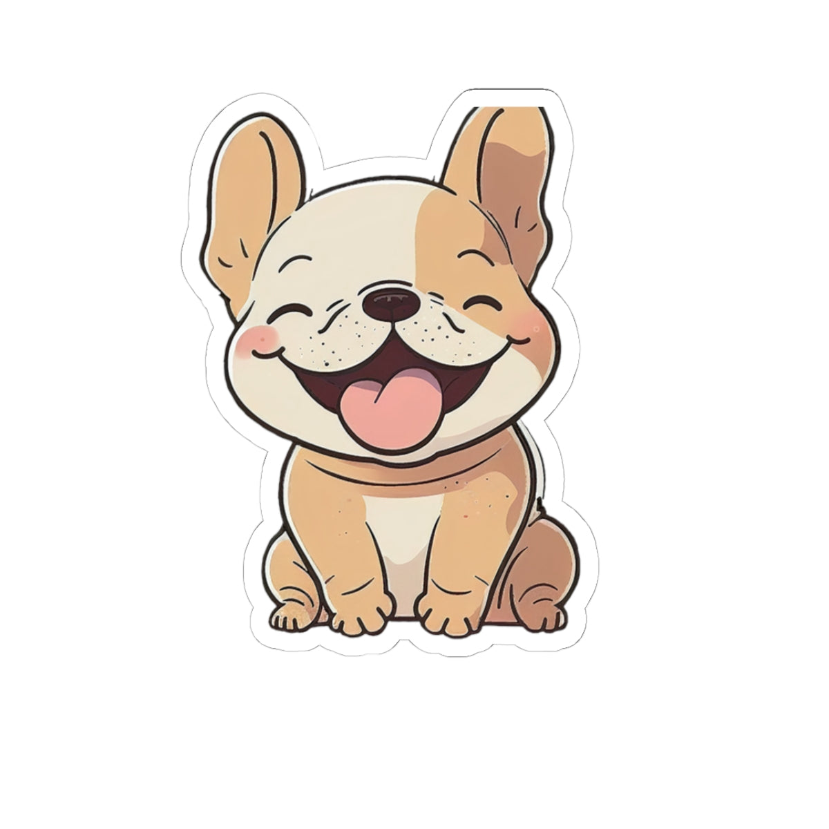 Happy French Bulldog Kiss-Cut Sticker — Cute Smiling Puppy Laptop Decal - {{variant_title}} | litemerch