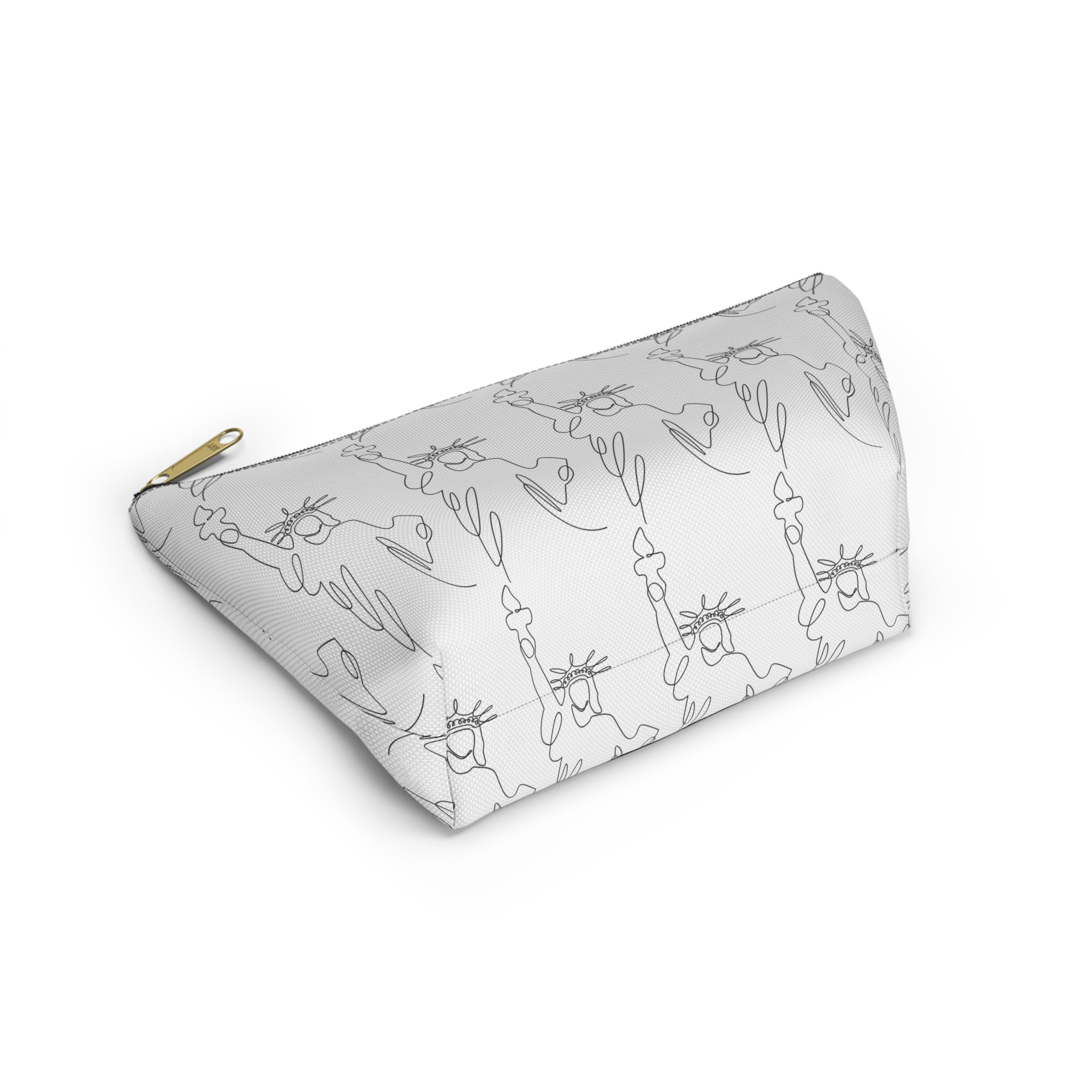 T-Bottom Cosmetic Bag, Statue of Liberty Doodle Pouch - {{variant_title}} | litemerch