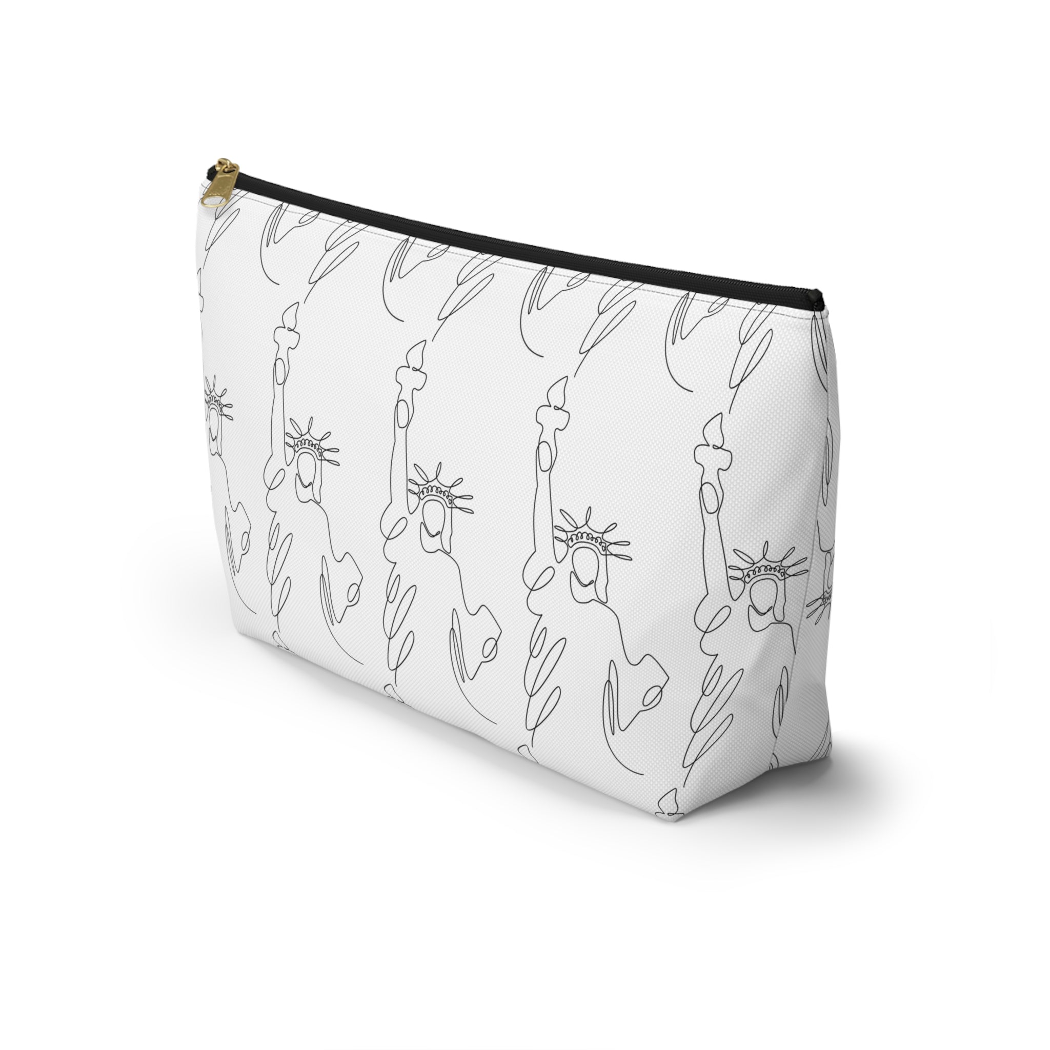 T-Bottom Cosmetic Bag, Statue of Liberty Doodle Pouch - {{variant_title}} | litemerch