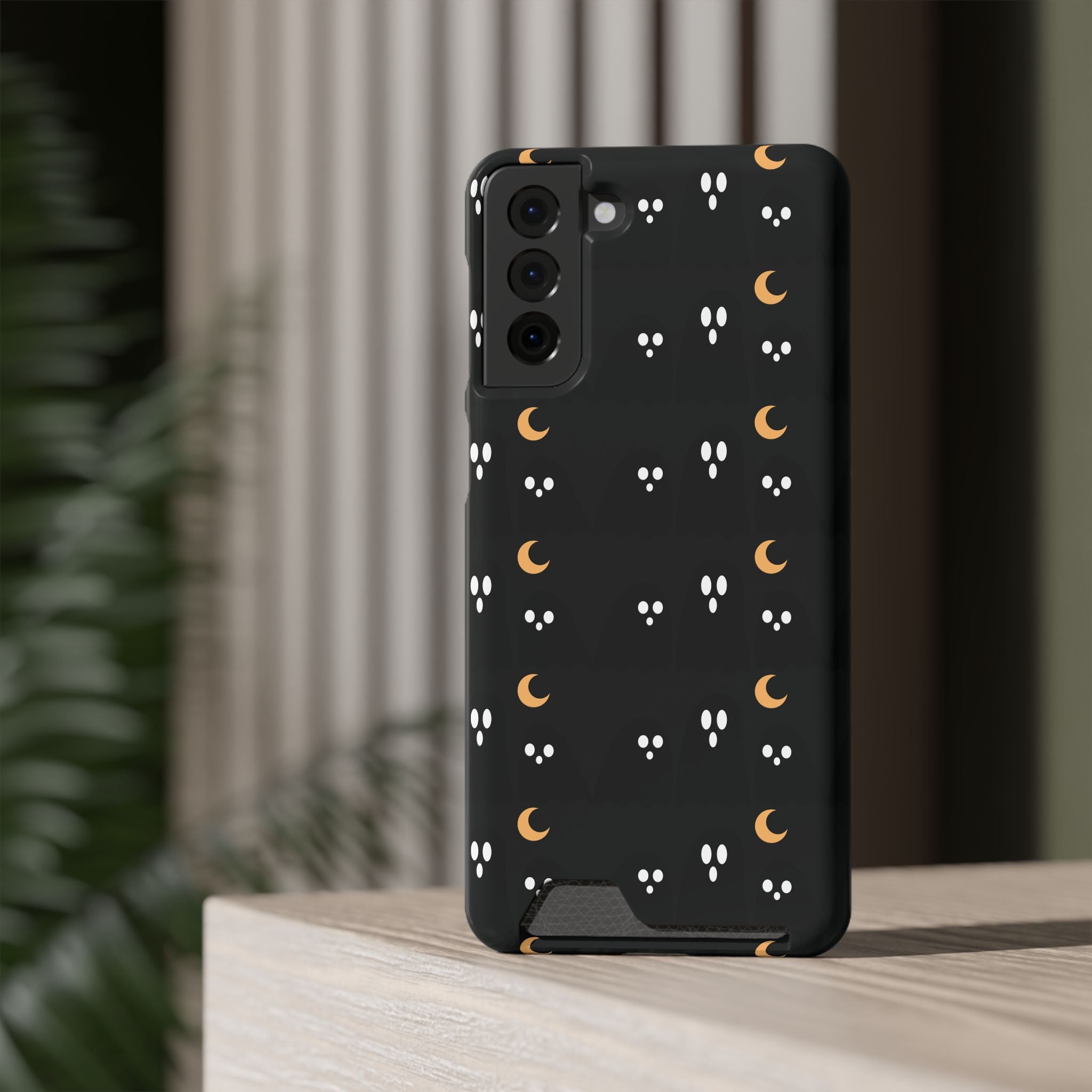 Moon & Paw Print Card Holder Phone Case — Slim Protective Wallet Case - {{variant_title}} | litemerch