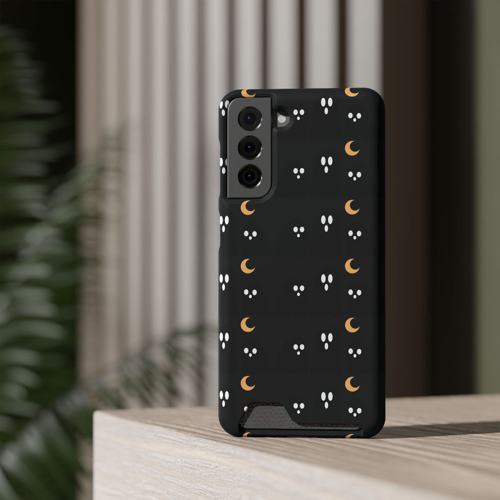 Moon & Paw Print Card Holder Phone Case — Slim Protective Wallet Case - {{variant_title}} | litemerch