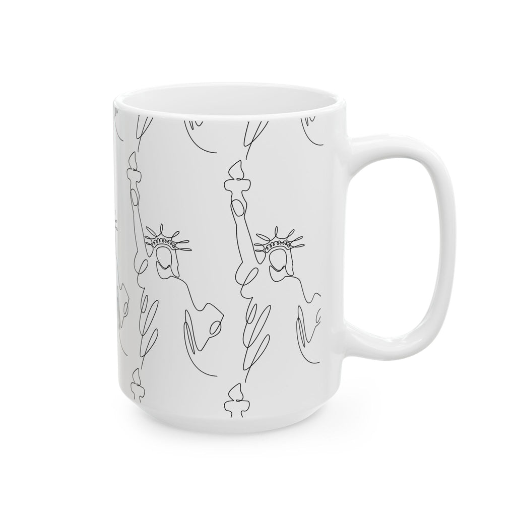 Statue of Liberty Doodle Mug, Ceramic Coffee Cup - {{variant_title}} | litemerch
