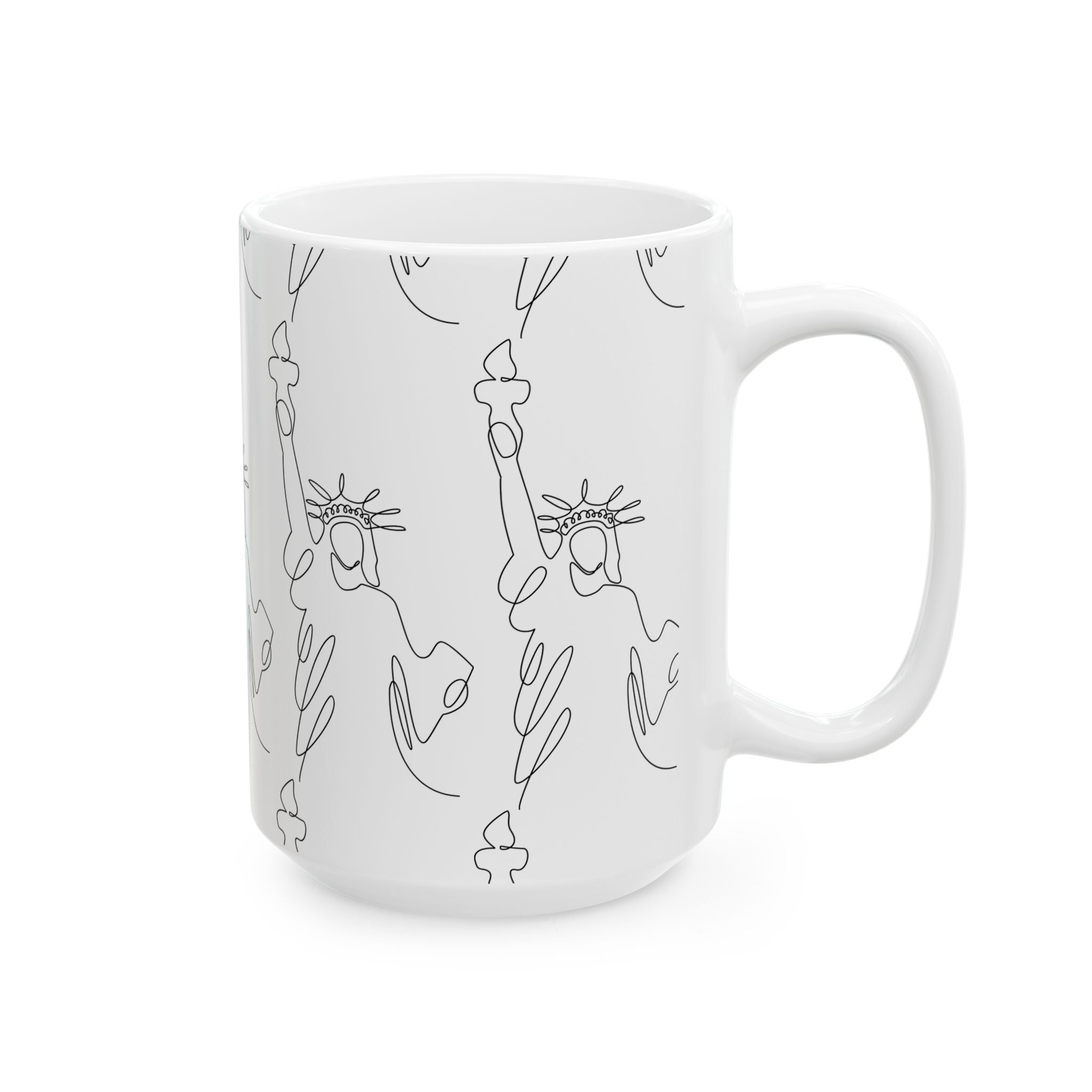 Statue of Liberty Doodle Mug, Ceramic Coffee Cup - {{variant_title}} | litemerch