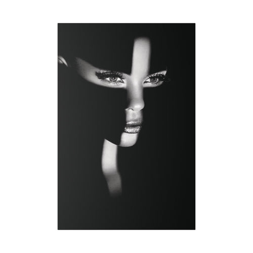 Black & White Masked Face Wall Art | Stretched Canvas - {{variant_title}} | litemerch