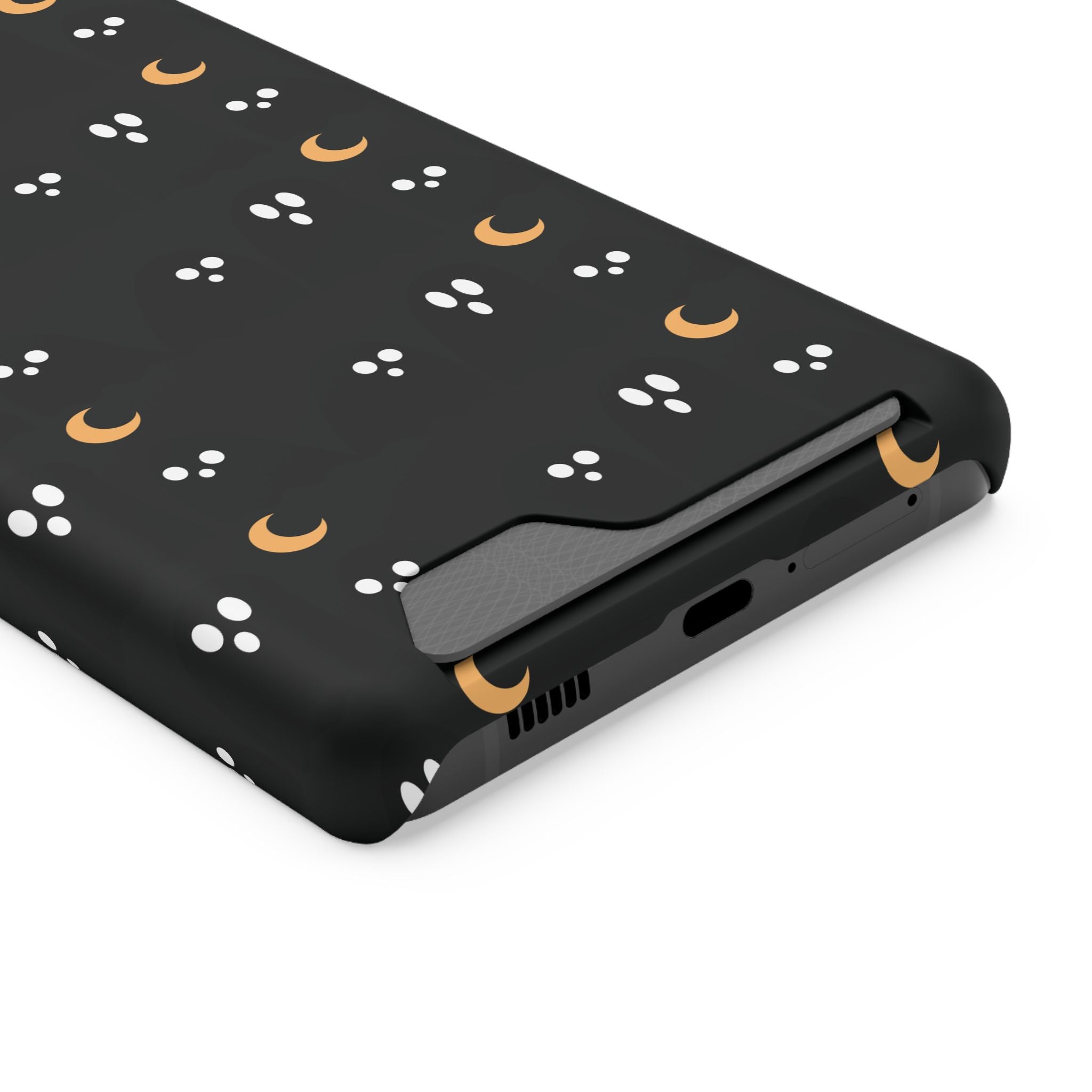 Moon & Paw Print Card Holder Phone Case — Slim Protective Wallet Case - {{variant_title}} | litemerch