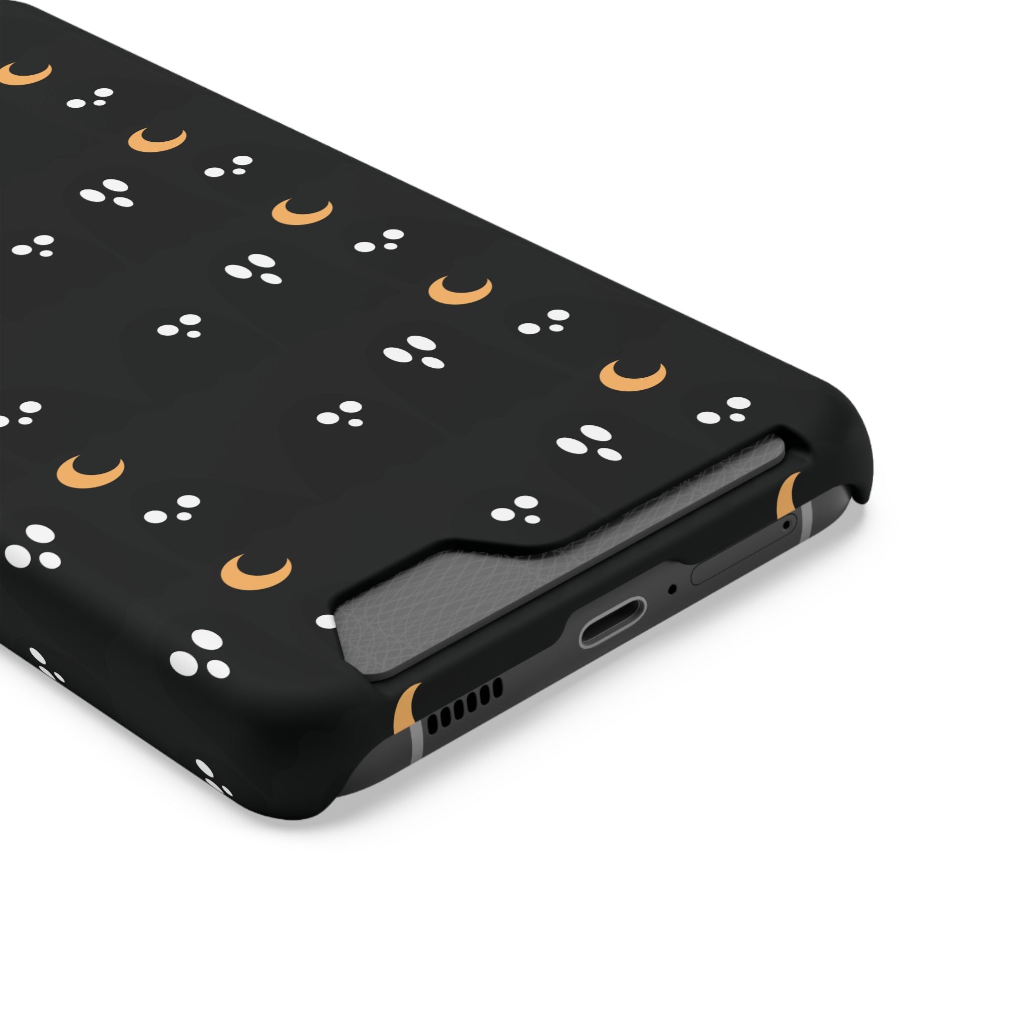 Moon & Paw Print Card Holder Phone Case — Slim Protective Wallet Case - {{variant_title}} | litemerch