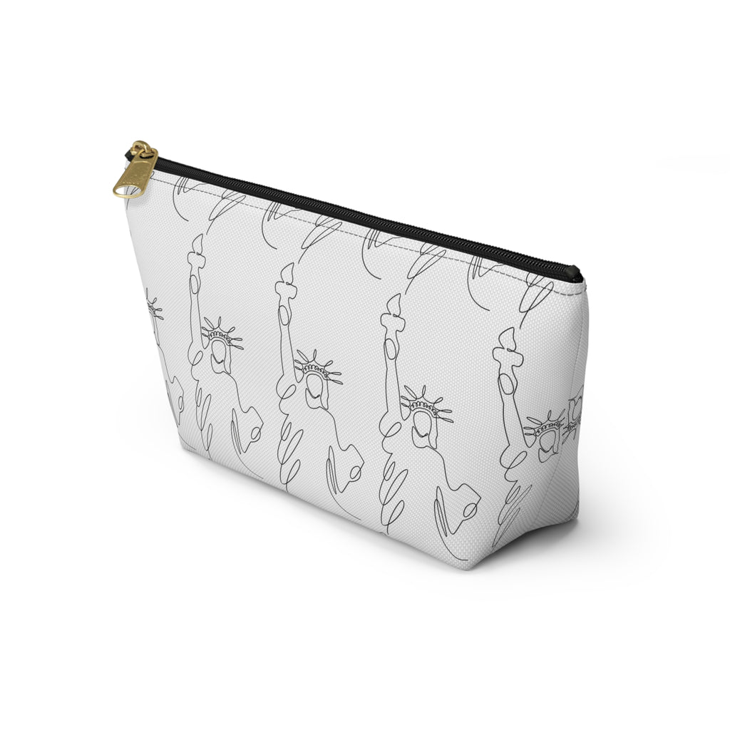 T-Bottom Cosmetic Bag, Statue of Liberty Doodle Pouch - {{variant_title}} | litemerch