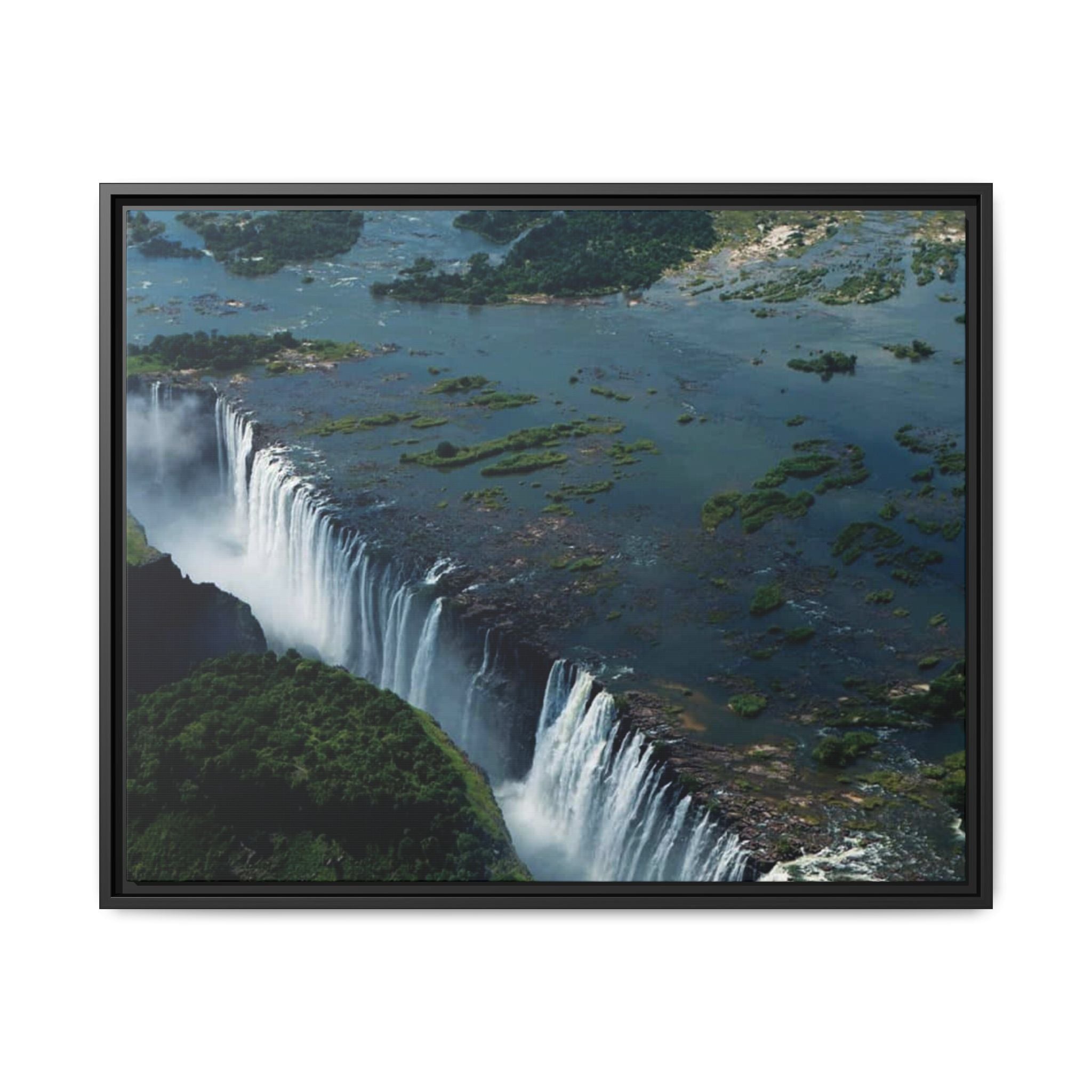 Framed Matte Canvas Print — Aerial Victoria Falls Landscape Wall Art - {{variant_title}} | litemerch