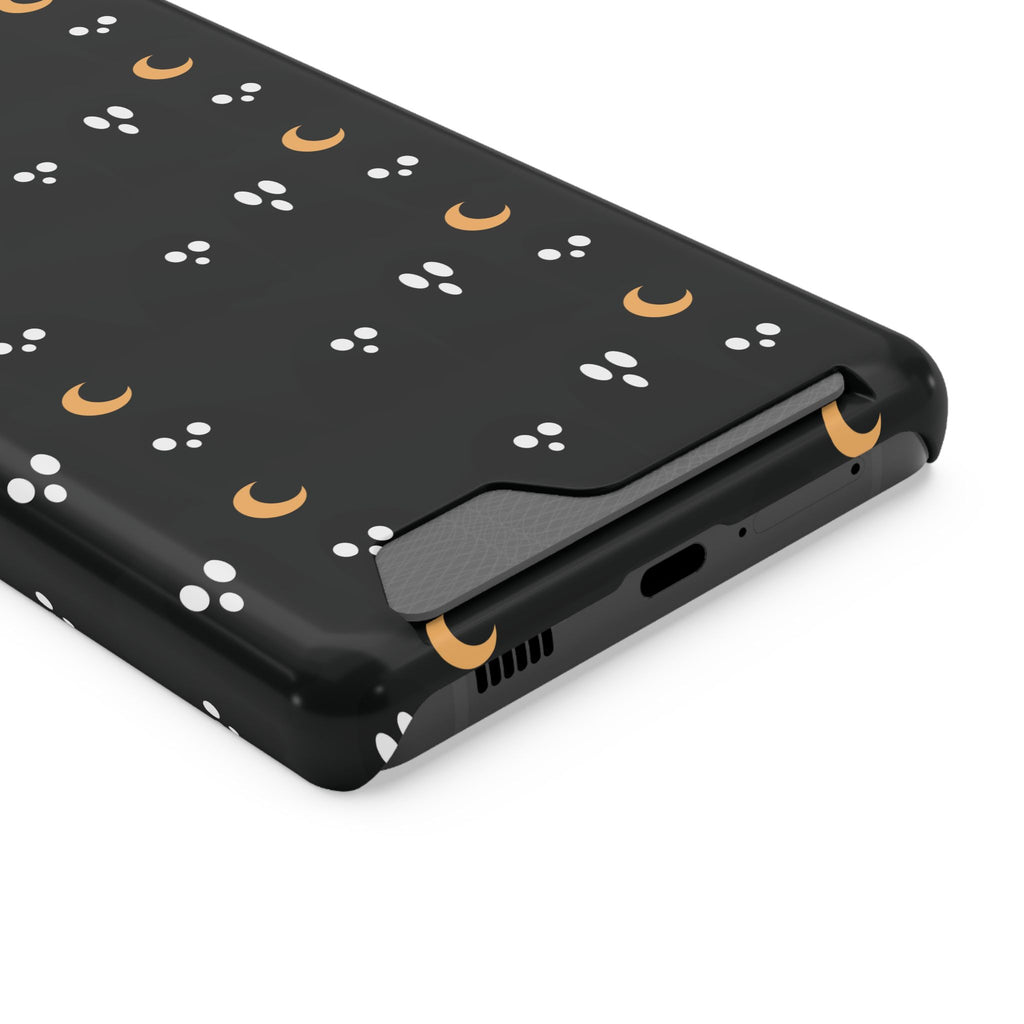 Moon & Paw Print Card Holder Phone Case — Slim Protective Wallet Case - {{variant_title}} | litemerch