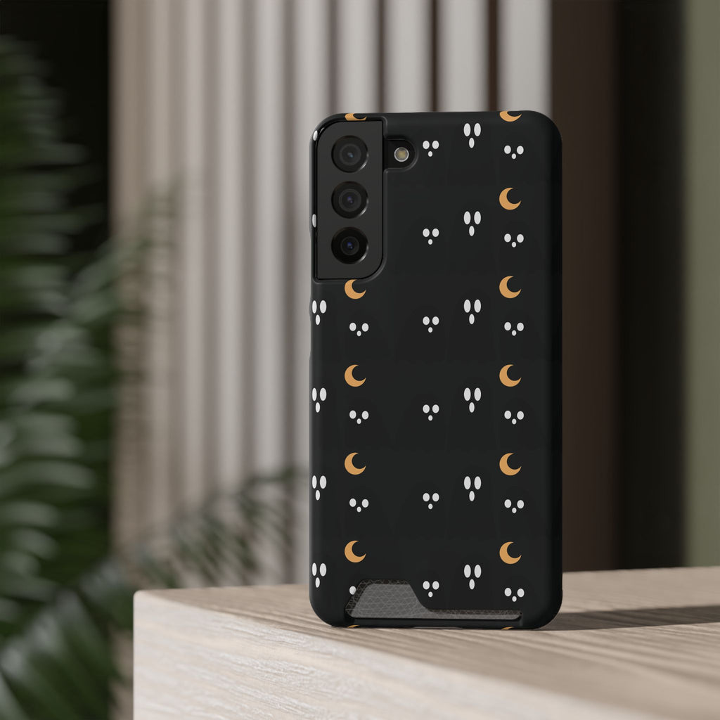 Moon & Paw Print Card Holder Phone Case — Slim Protective Wallet Case - {{variant_title}} | litemerch