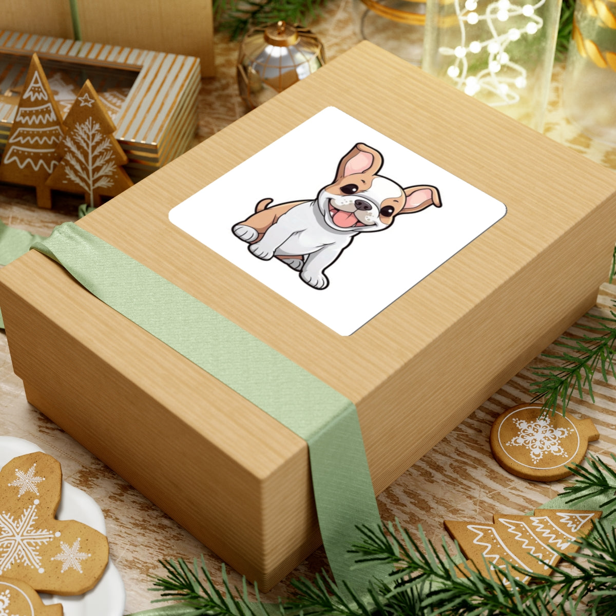 Cute French Bulldog Puppy Kiss-Cut Sticker — Waterproof Laptop Decal - {{variant_title}} | litemerch