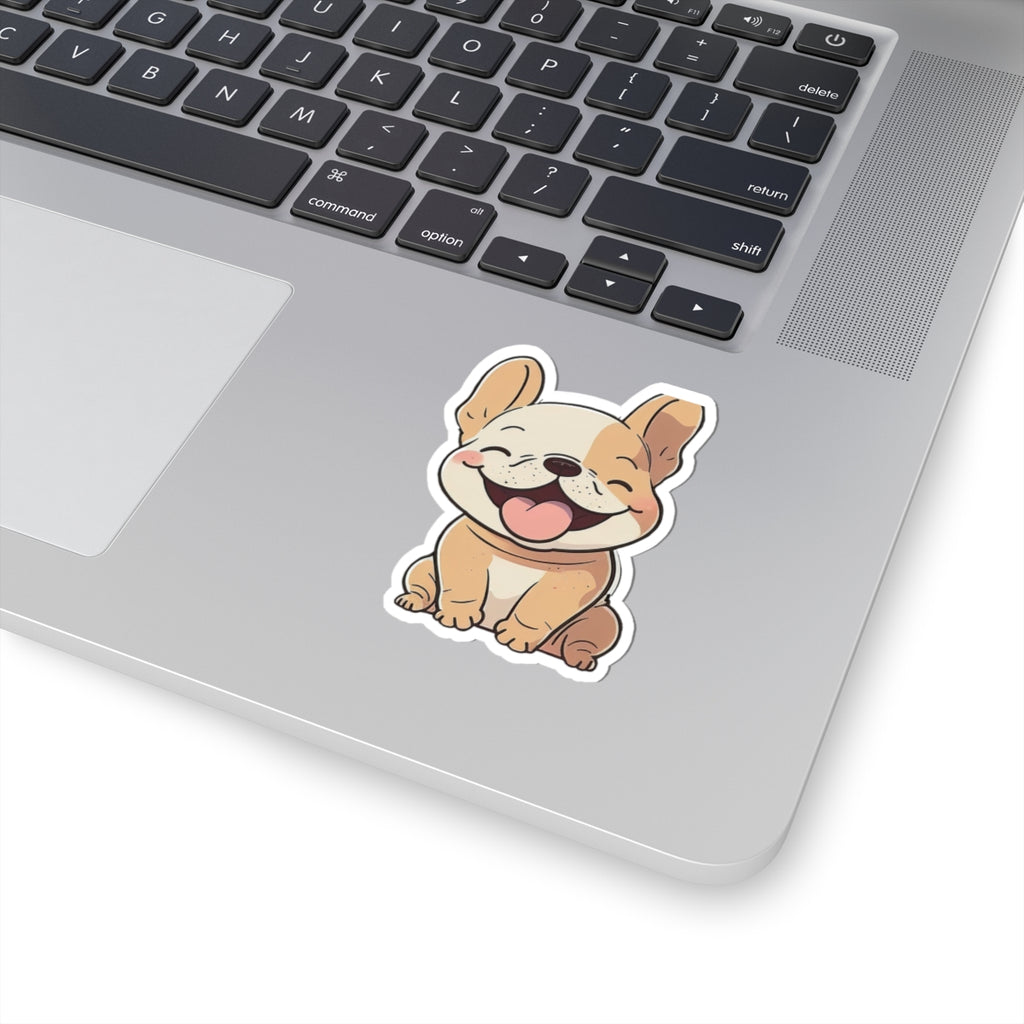 Happy French Bulldog Kiss-Cut Sticker — Cute Smiling Puppy Laptop Decal - {{variant_title}} | litemerch