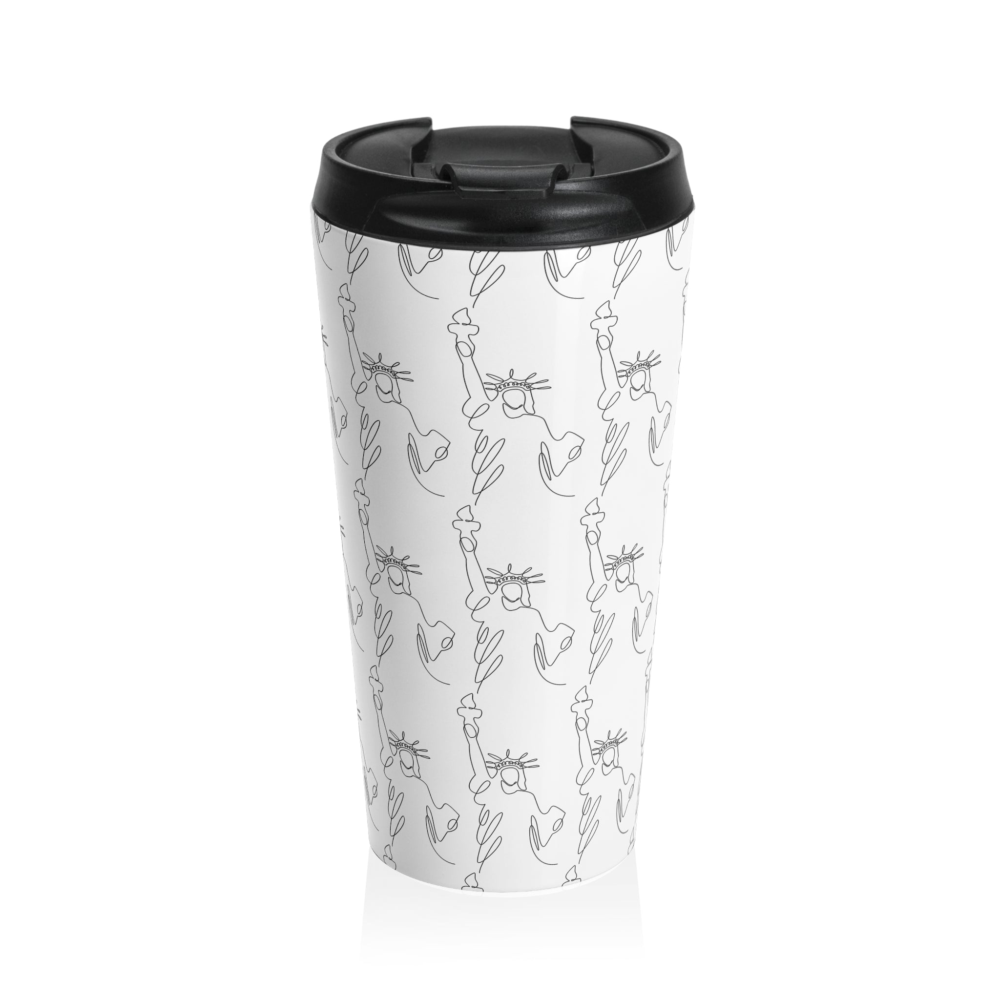 Statue of Liberty Doodle Stainless Steel Travel Mug — Reusable Coffee Tumbler - {{variant_title}} | litemerch