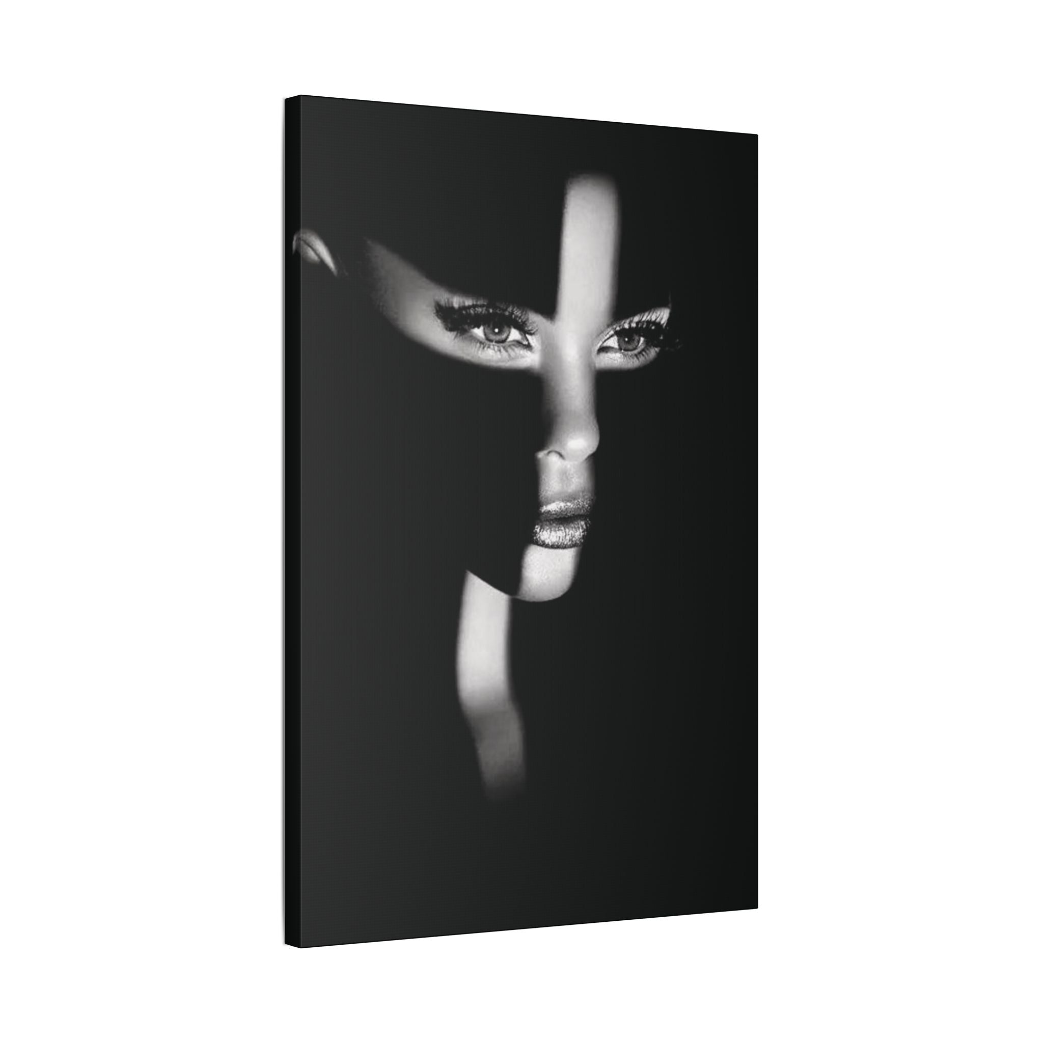 Black & White Masked Face Wall Art | Stretched Canvas - {{variant_title}} | litemerch