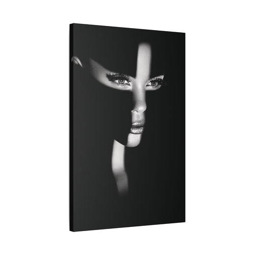 Black & White Masked Face Wall Art | Stretched Canvas - {{variant_title}} | litemerch