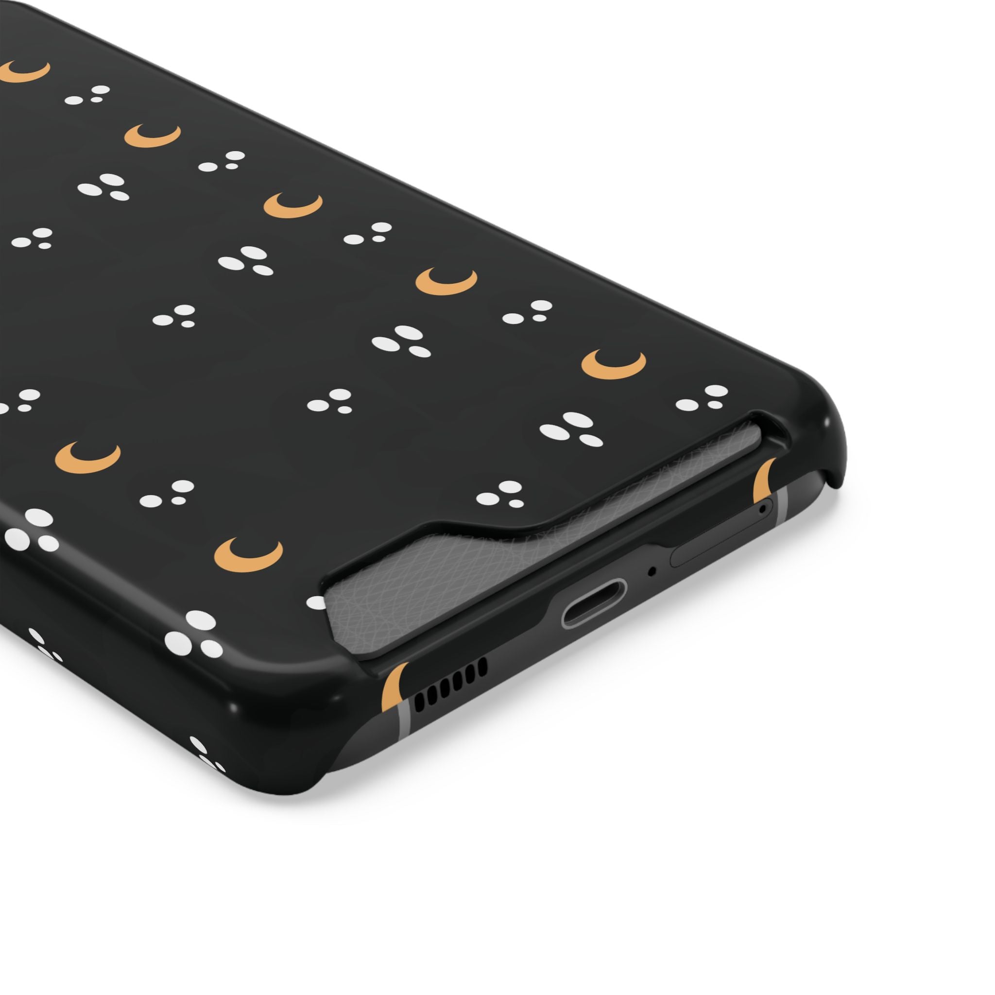 Moon & Paw Print Card Holder Phone Case — Slim Protective Wallet Case - {{variant_title}} | litemerch