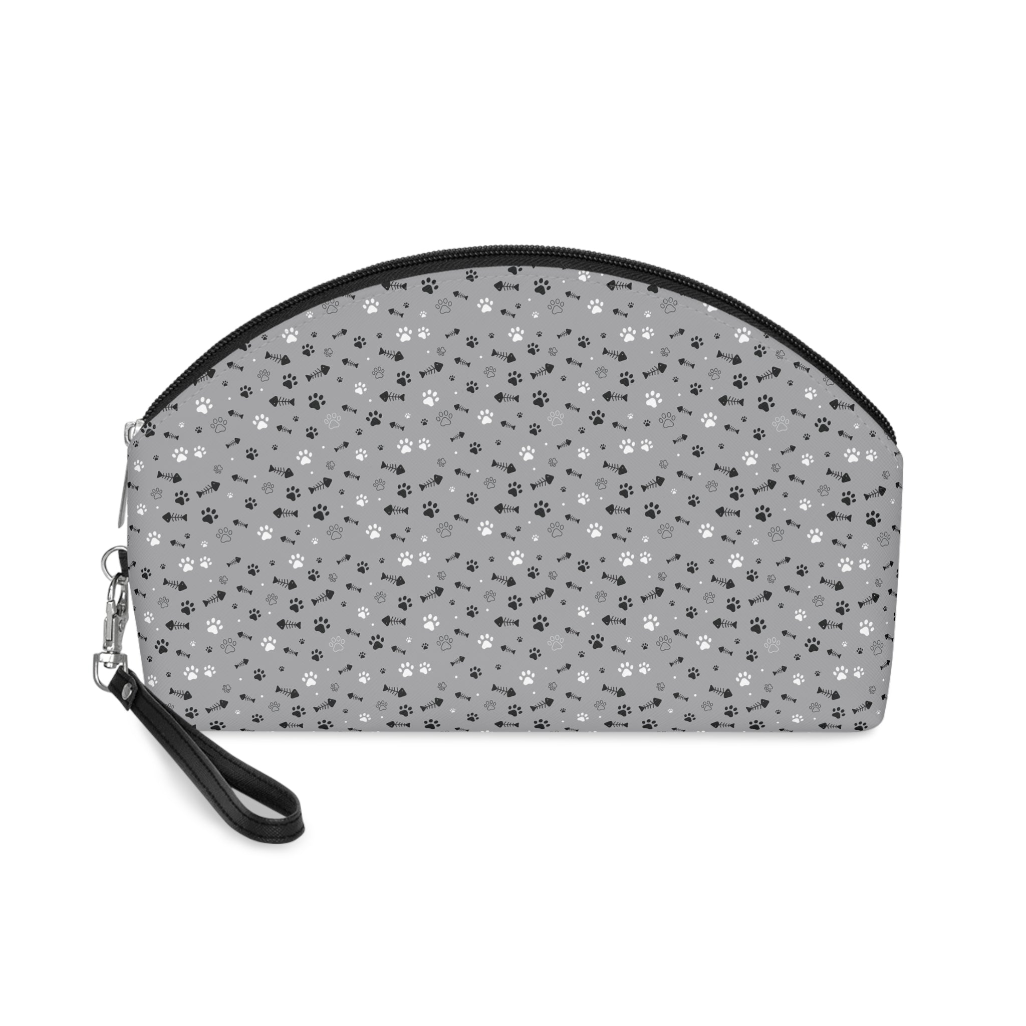Glitter Grey Floral Makeup Bag — Cosmetic Pouch with Wrist Strap - {{variant_title}} | litemerch
