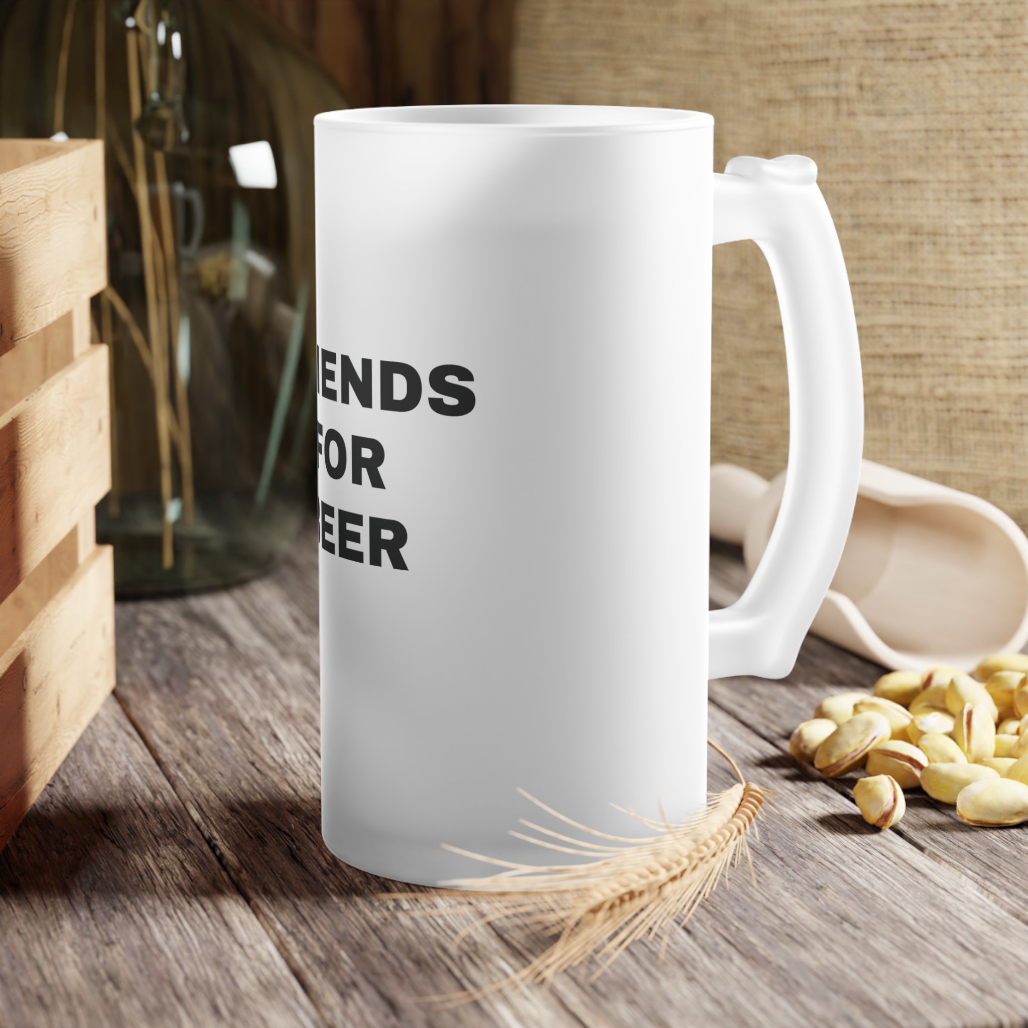 Frosted Glass Beer Mug – "Friends for Beer" Tall Frosted Pint, Gift - {{variant_title}} | litemerch
