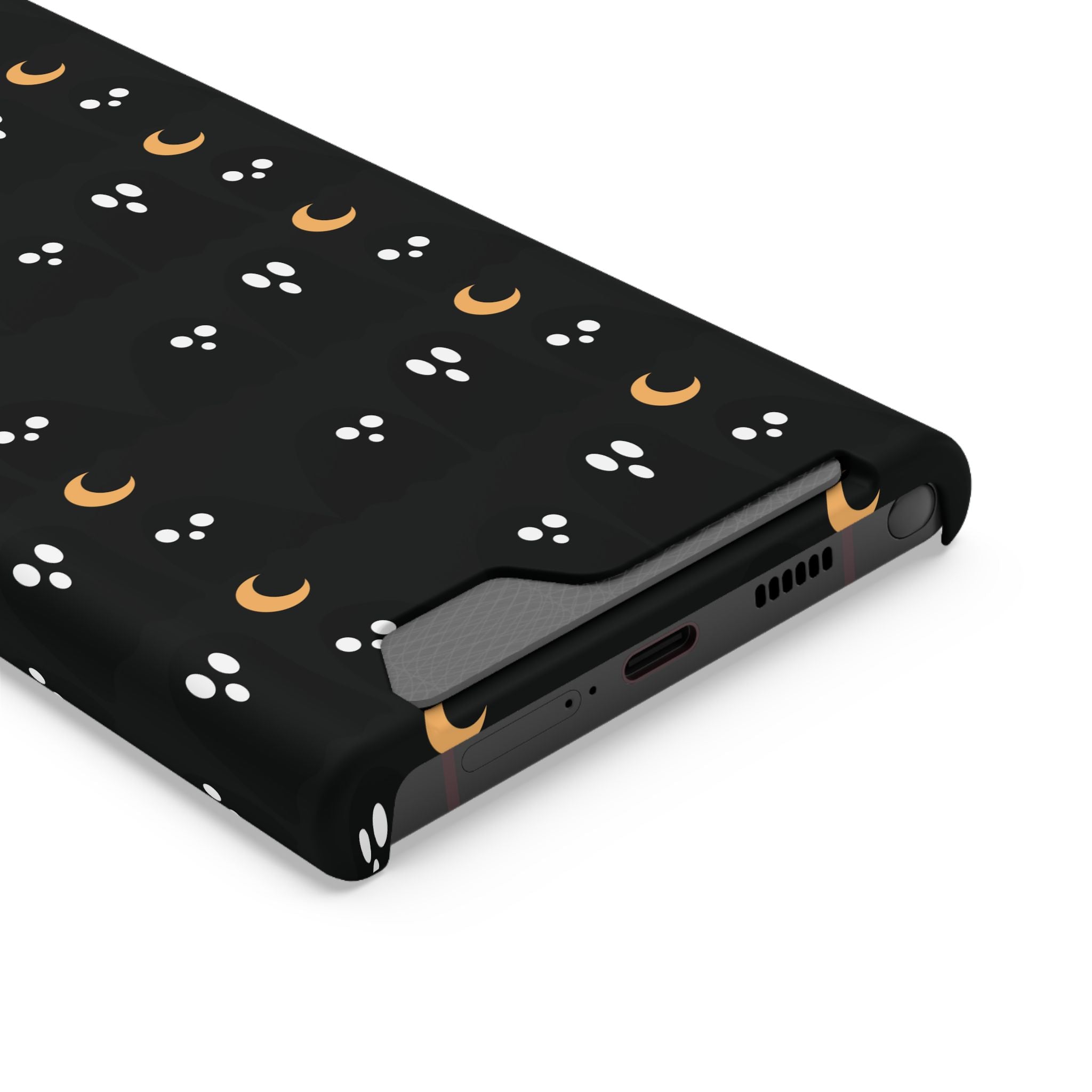Moon & Paw Print Card Holder Phone Case — Slim Protective Wallet Case - {{variant_title}} | litemerch