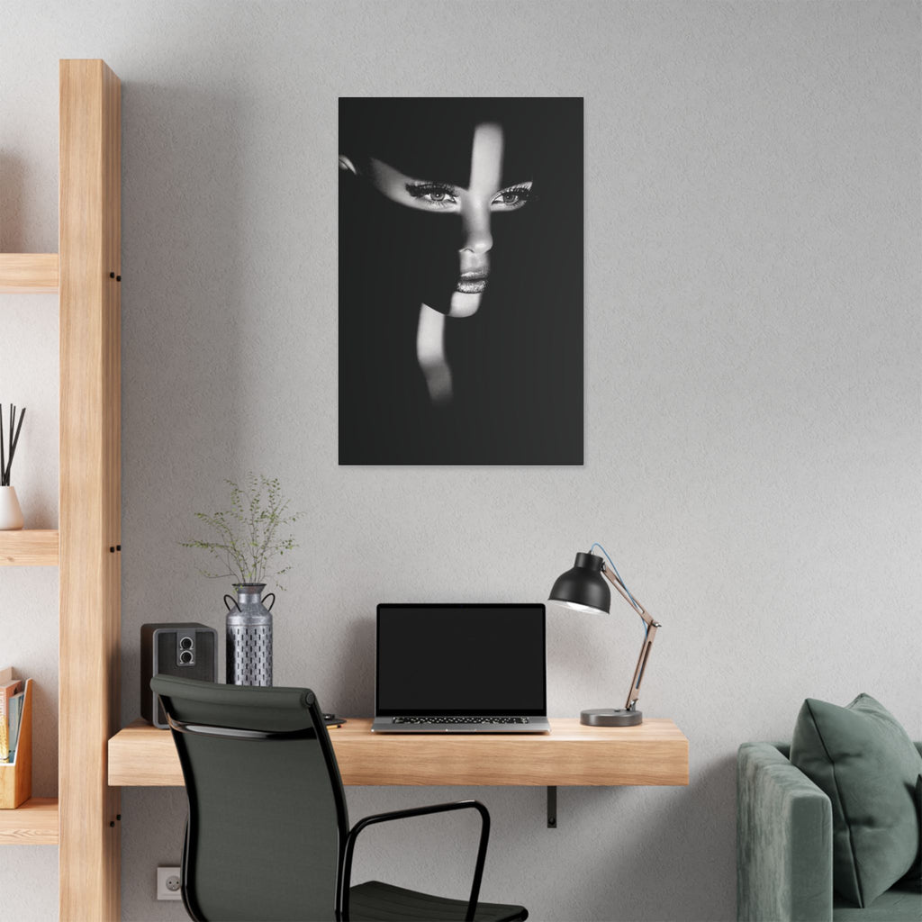 Black & White Masked Face Wall Art | Stretched Canvas - {{variant_title}} | litemerch