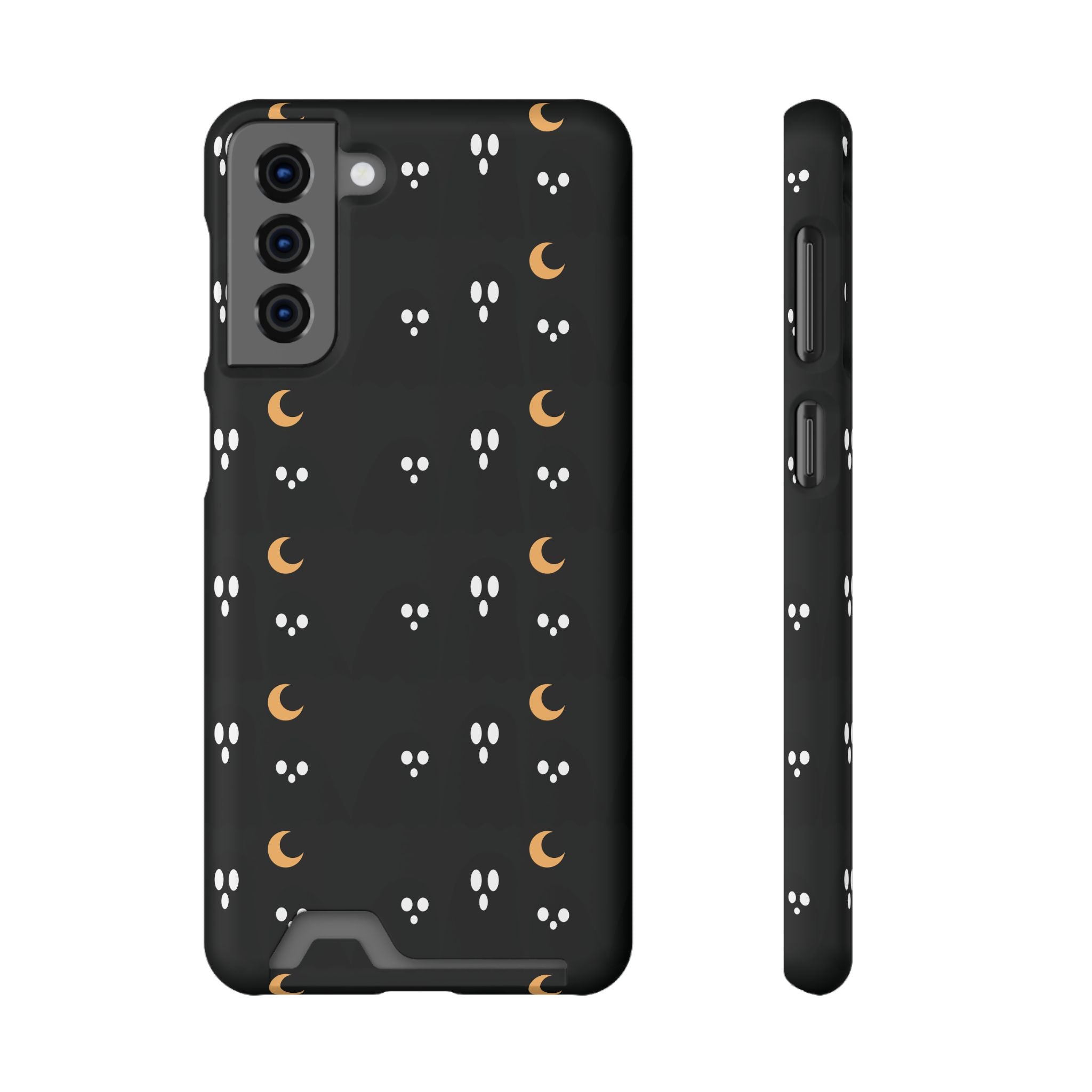 Moon & Paw Print Card Holder Phone Case — Slim Protective Wallet Case - {{variant_title}} | litemerch