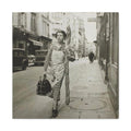 Vintage 1945 French Woman with Baguette & Wine — Matte Canvas Print (Stretched) - {{variant_title}} | litemerch