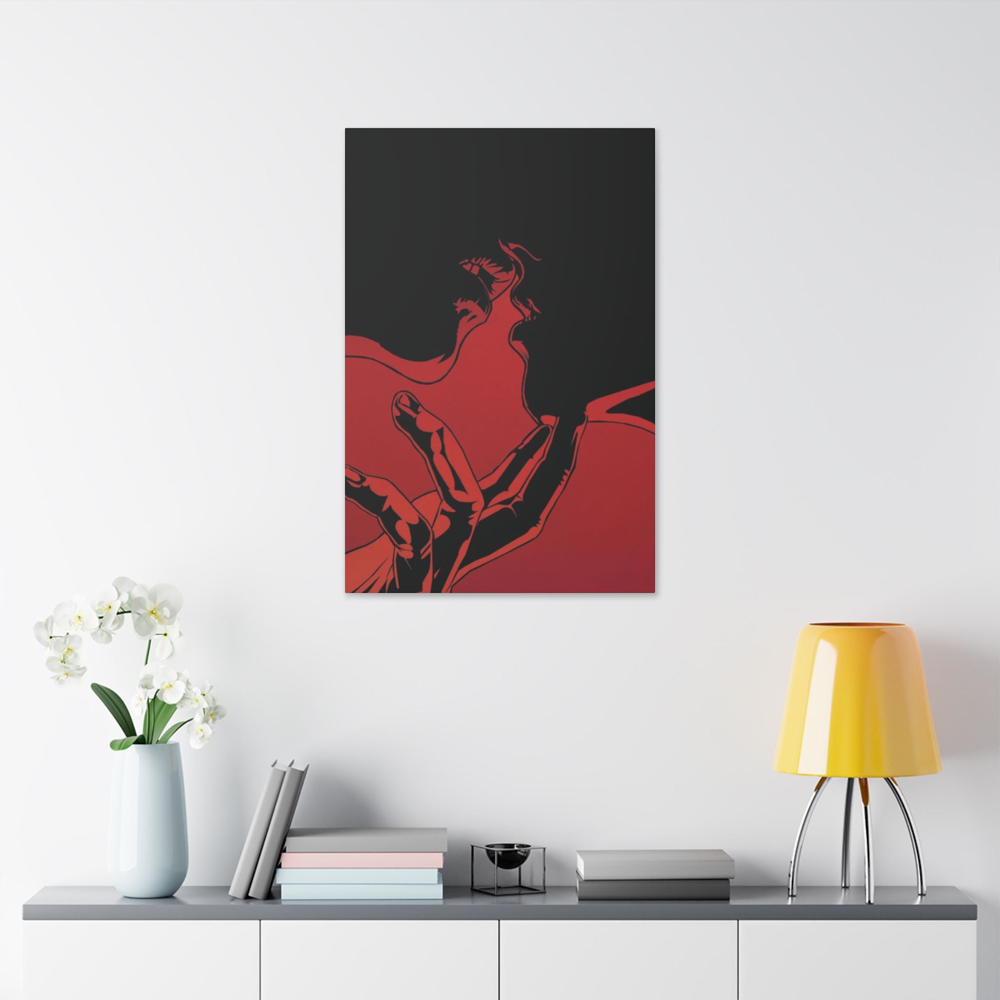 Red Hand & Smoke Minimalist Art, Canvas Print - {{variant_title}} | litemerch
