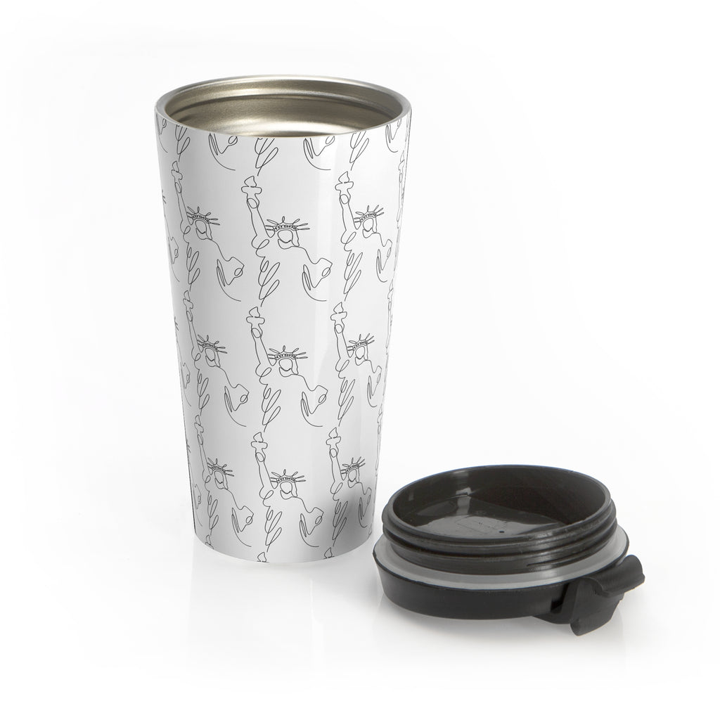 Statue of Liberty Doodle Stainless Steel Travel Mug — Reusable Coffee Tumbler - {{variant_title}} | litemerch