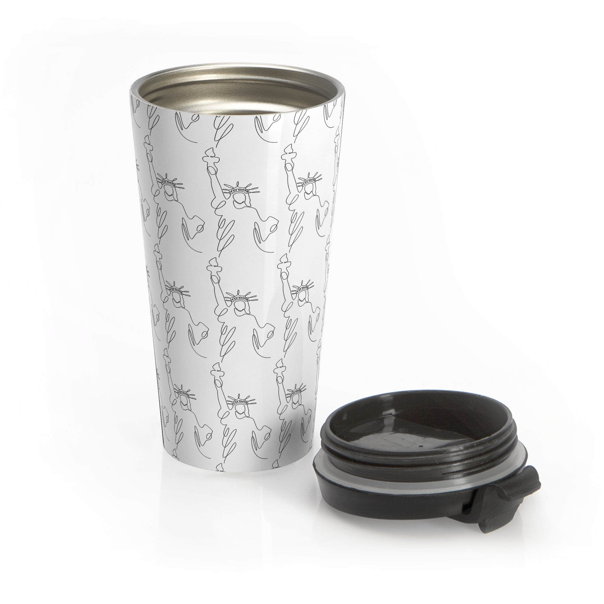 Statue of Liberty Doodle Stainless Steel Travel Mug — Reusable Coffee Tumbler - {{variant_title}} | litemerch