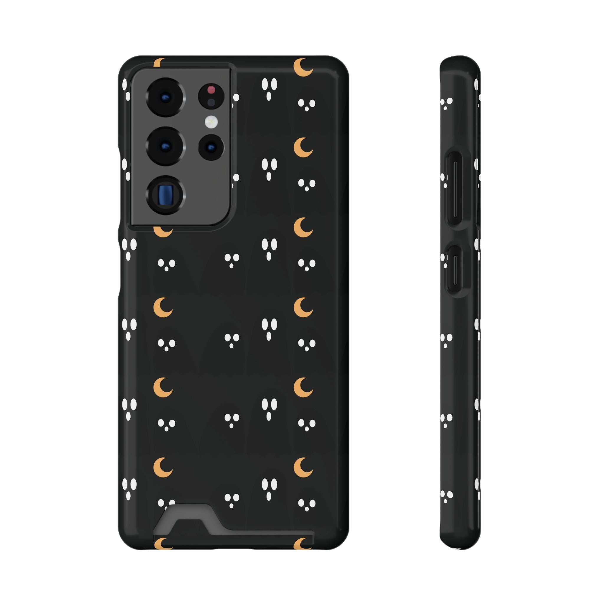 Moon & Paw Print Card Holder Phone Case — Slim Protective Wallet Case - {{variant_title}} | litemerch