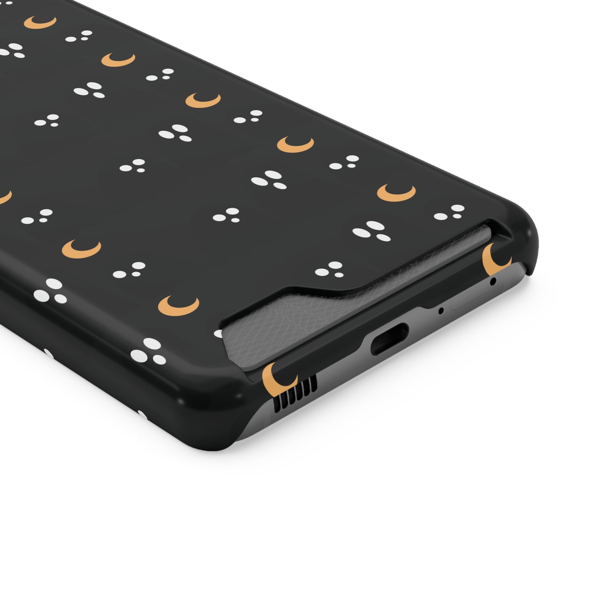 Moon & Paw Print Card Holder Phone Case — Slim Protective Wallet Case - {{variant_title}} | litemerch