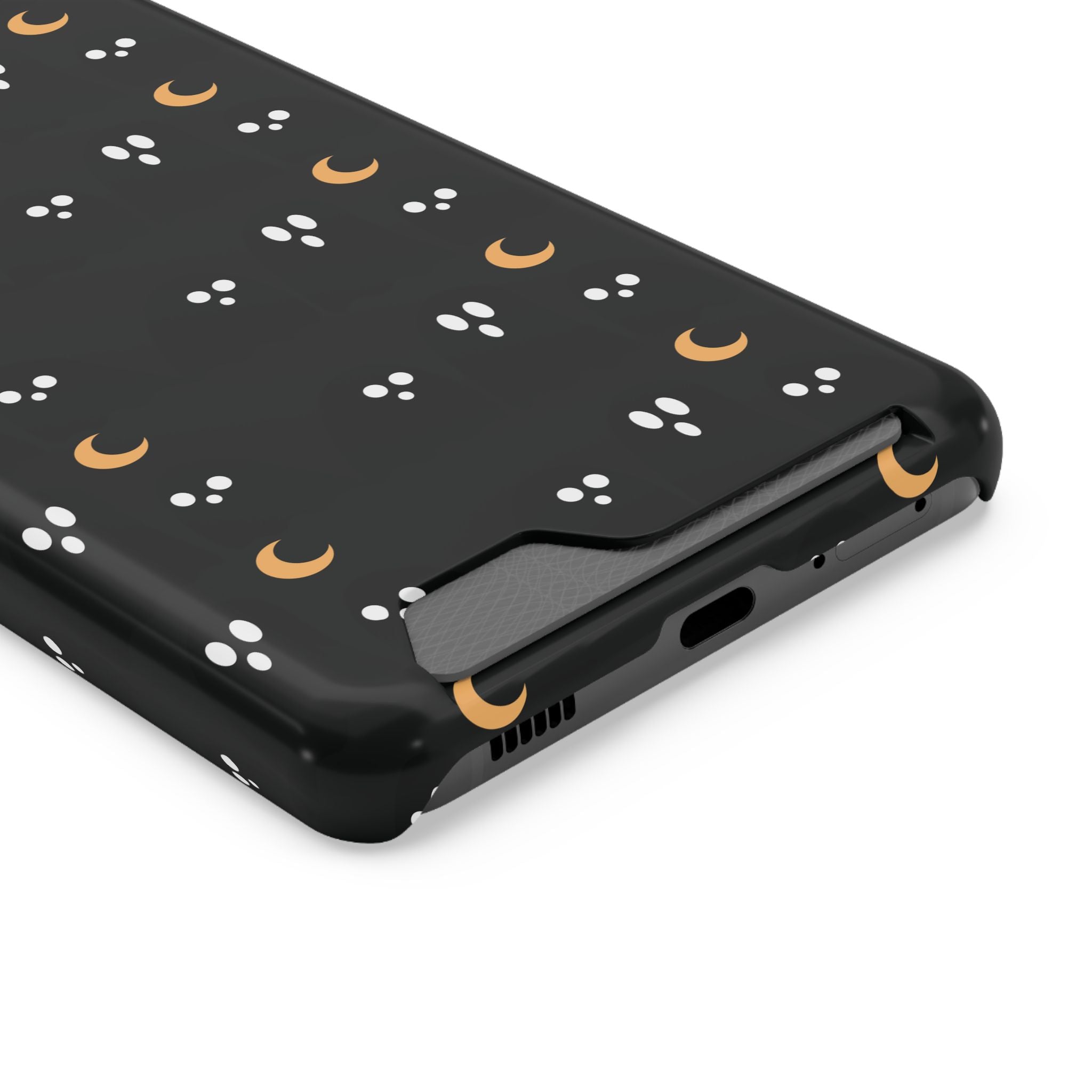 Moon & Paw Print Card Holder Phone Case — Slim Protective Wallet Case - {{variant_title}} | litemerch