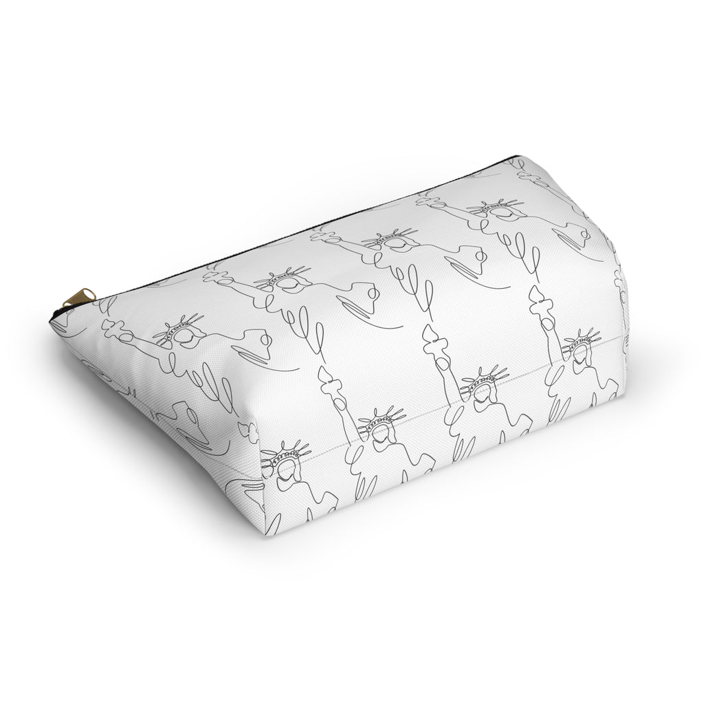 T-Bottom Cosmetic Bag, Statue of Liberty Doodle Pouch - {{variant_title}} | litemerch