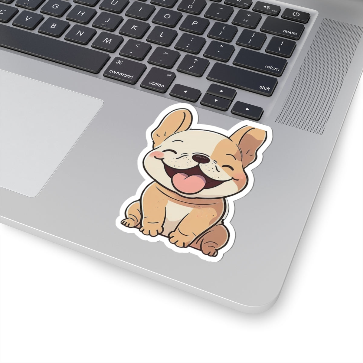 Happy French Bulldog Kiss-Cut Sticker — Cute Smiling Puppy Laptop Decal - {{variant_title}} | litemerch