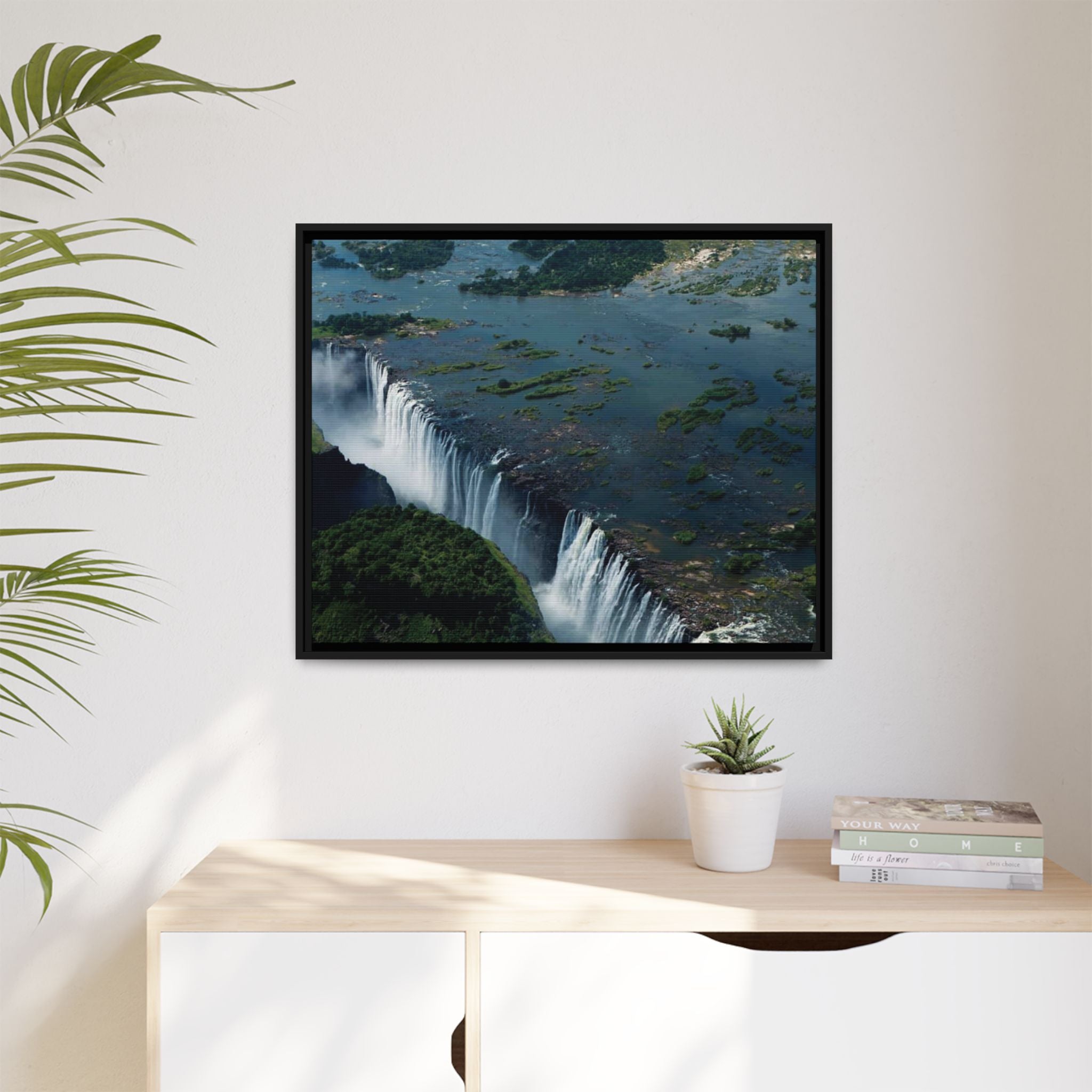 Framed Matte Canvas Print — Aerial Victoria Falls Landscape Wall Art - {{variant_title}} | litemerch