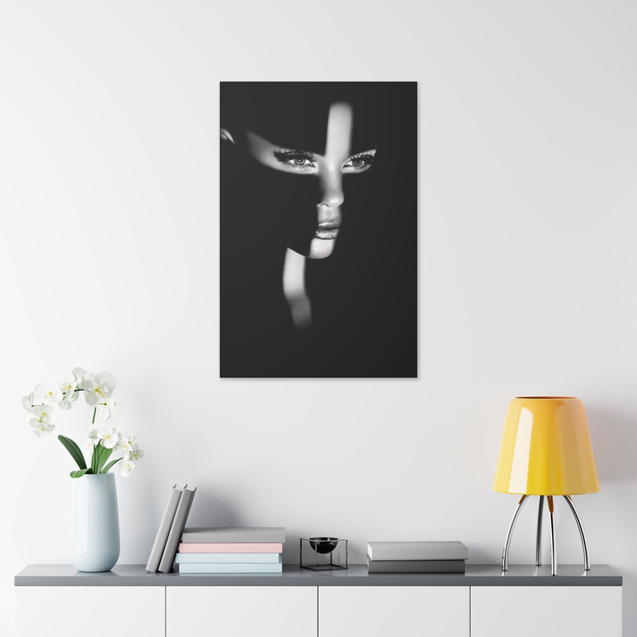 Black & White Masked Face Wall Art | Stretched Canvas - {{variant_title}} | litemerch
